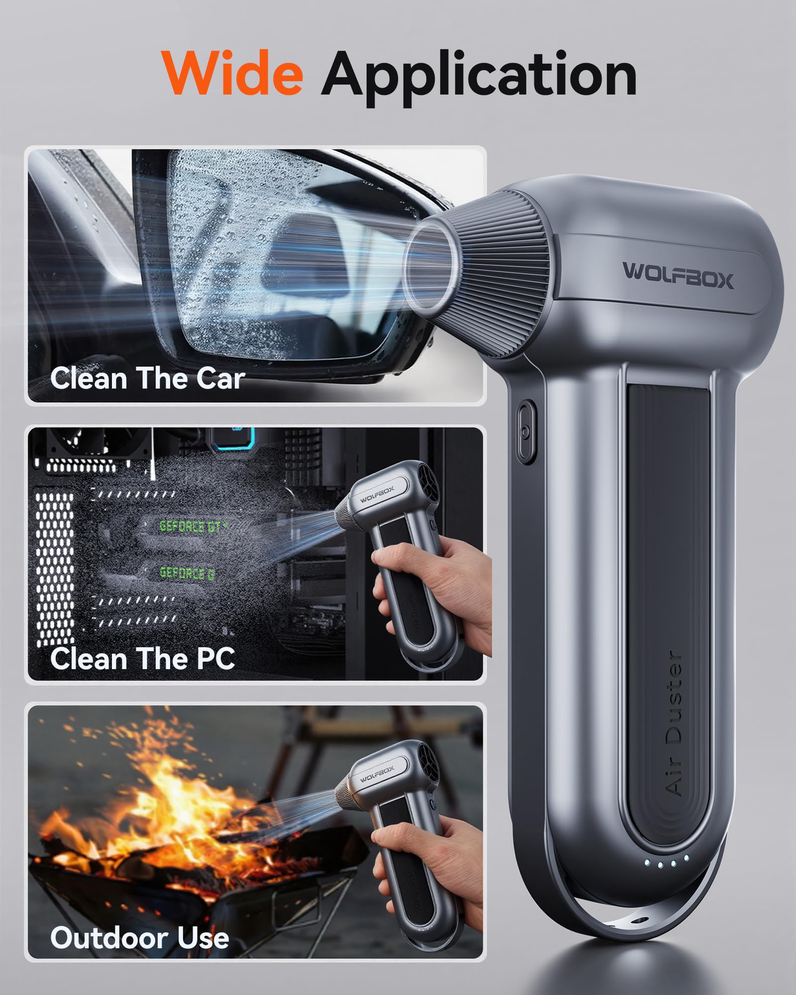 WOLFBOX MF100 Electric Air Duster-150000RPM Super Power Cordless Air Duster, - View 5