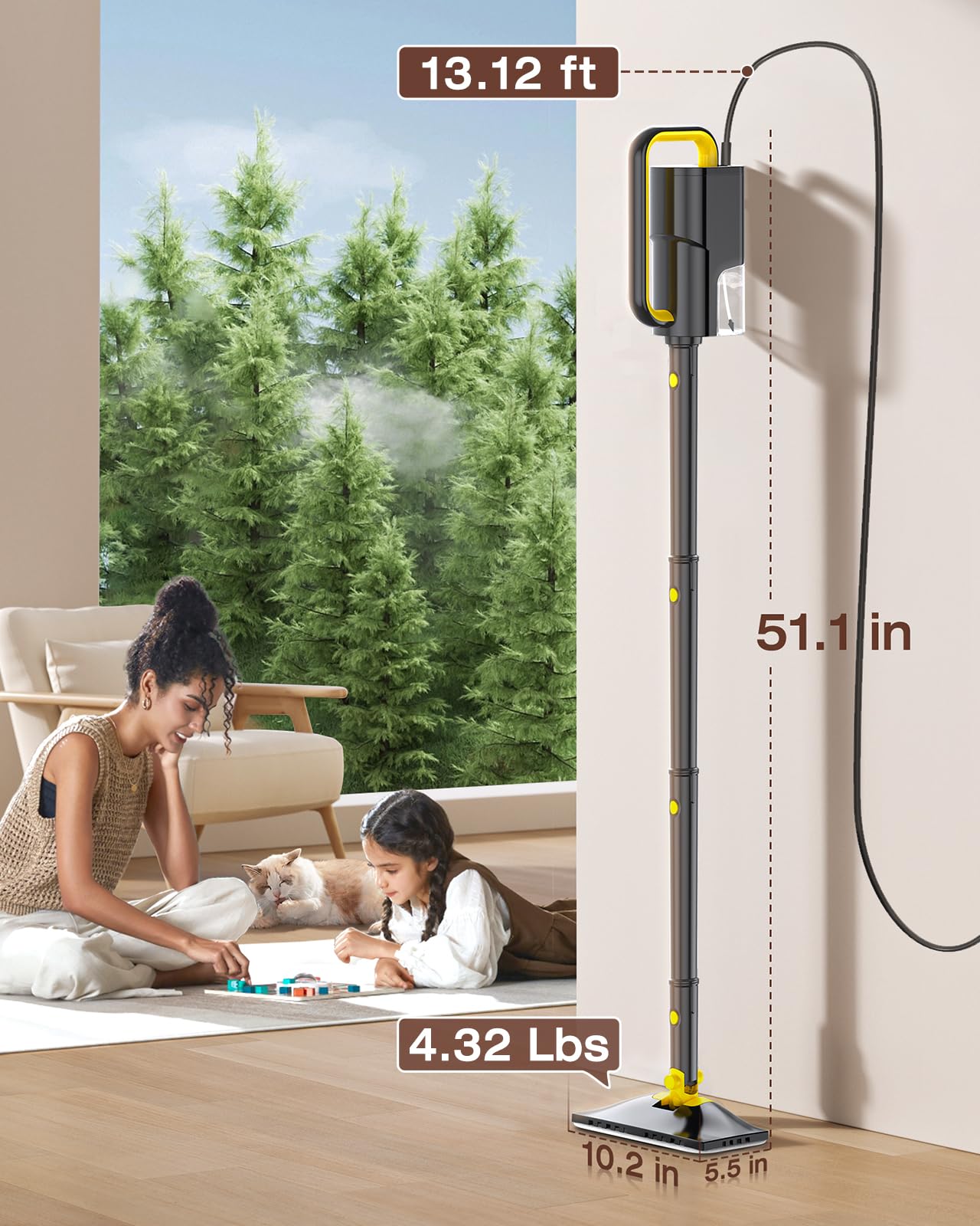 10-in-1 Steam Mop with Detachable Handheld Steamer, 350ml Tank, 10s Heat-Up, - View 2