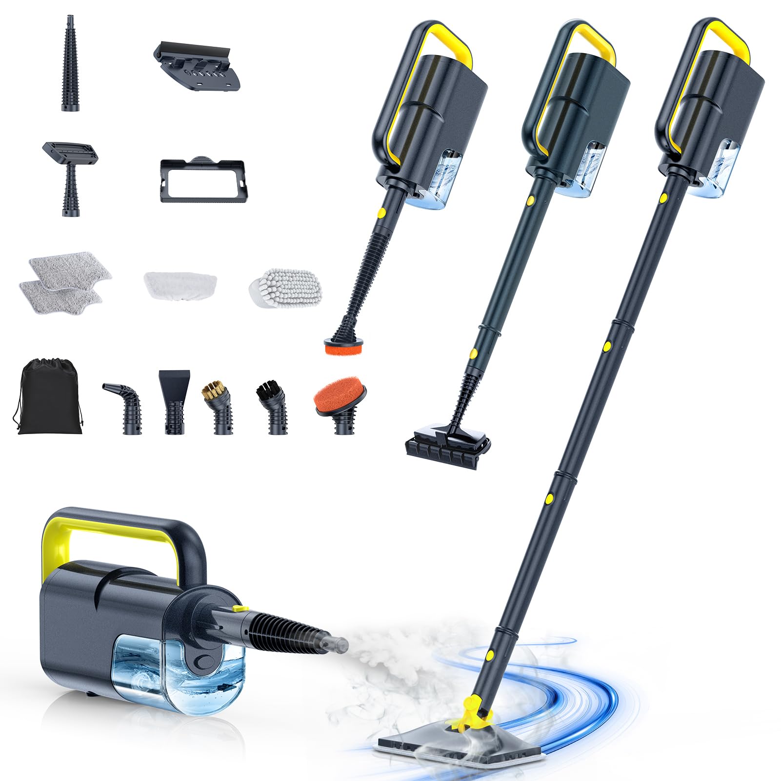 Steam Mop with Detachable Handheld Steam Cleaner, 10-in-1 Multi Accessories, Quick 10s Heat, 350ml and 2-Level Steamer for Cleaning Floor, Carpet, BBQ Gril detail image 1