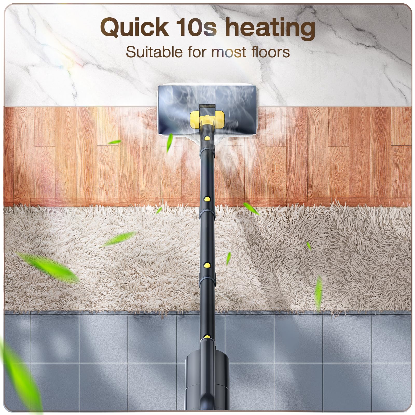 Steam Mop with Detachable Handheld Steam Cleaner, 10-in-1 Multi Accessories, Quick 10s Heat, 350ml and 2-Level Steamer for Cleaning Floor, Carpet, BBQ Gril detail image 2
