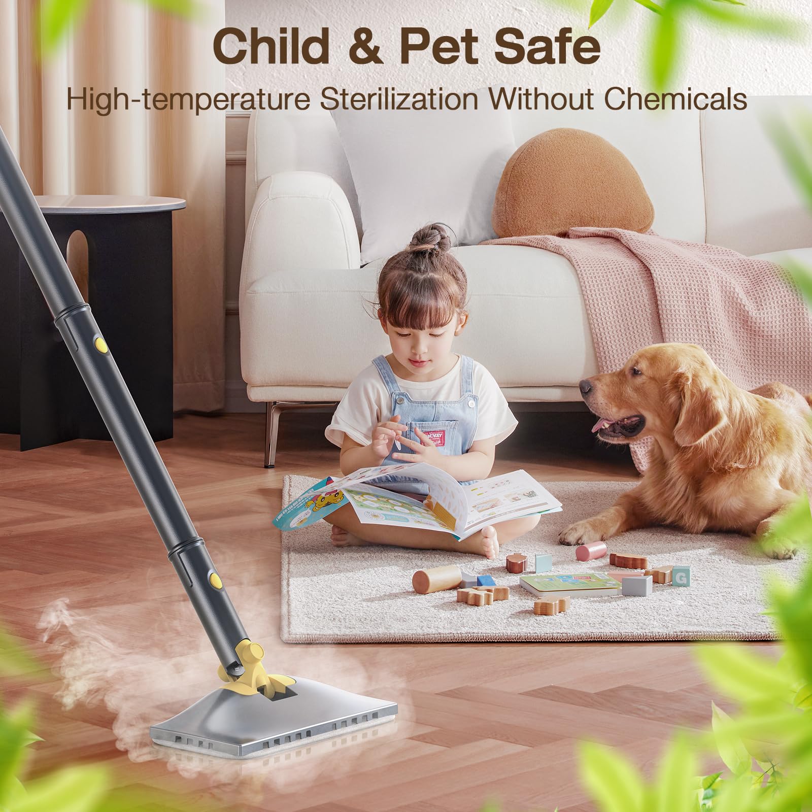 Steam Mop with Detachable Handheld Steam Cleaner, 10-in-1 Multi Accessories, Quick 10s Heat, 350ml and 2-Level Steamer for Cleaning Floor, Carpet, BBQ Gril detail image 6