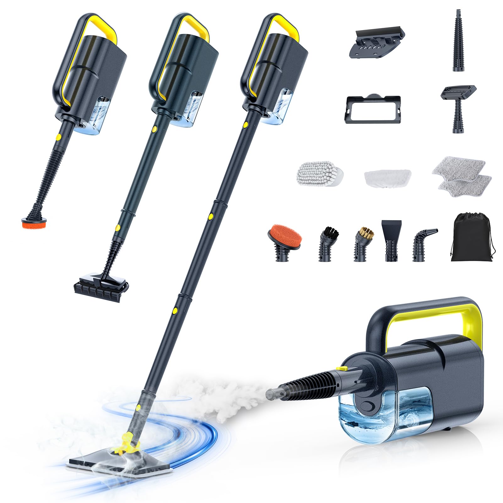 10-in-1 Steam Mop with Detachable Handheld Steamer, 350ml Tank, 10s Heat-Up, 248°F Steam Cleaner, 2-Level Control and Swivel Head for Floors, Carpets, Tile detail image 1