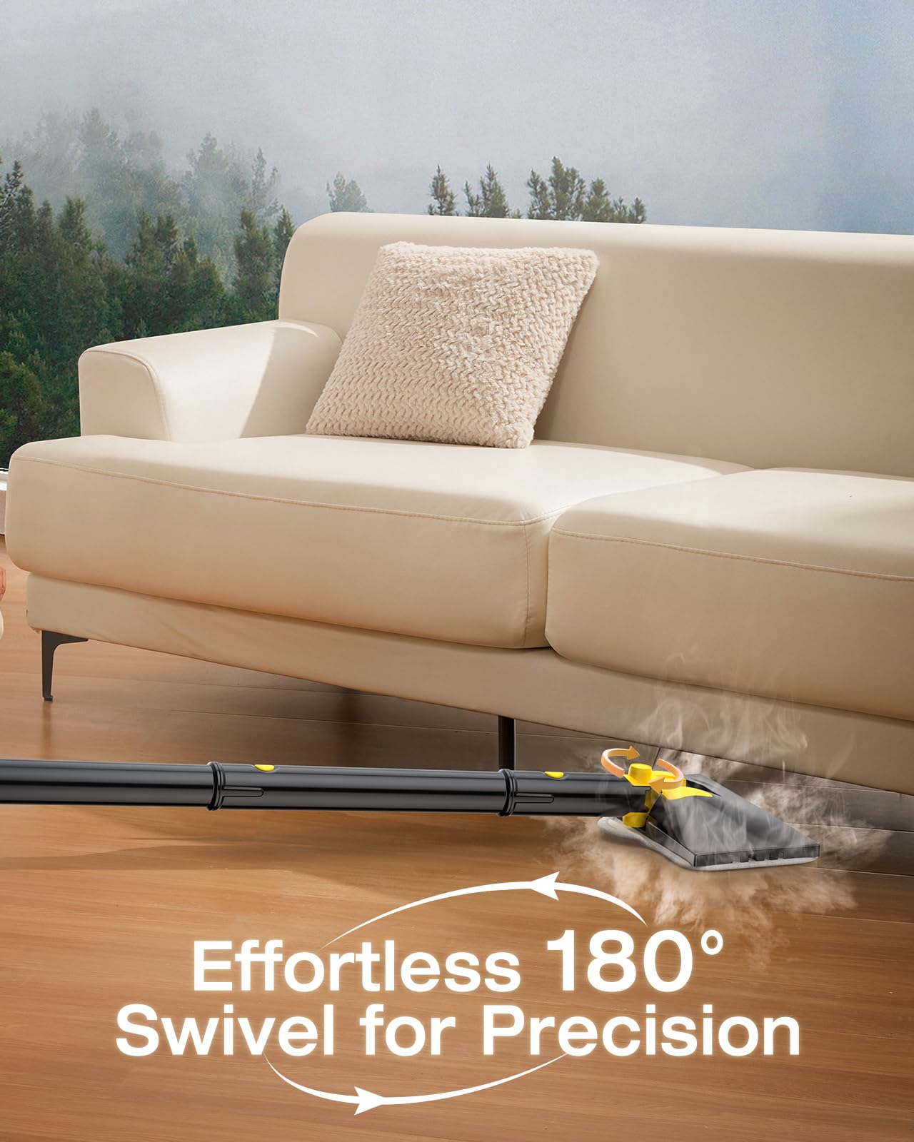 10-in-1 Steam Mop with Detachable Handheld Steamer, 350ml Tank, 10s Heat-Up, 248°F Steam Cleaner, 2-Level Control and Swivel Head for Floors, Carpets, Tile detail image 5