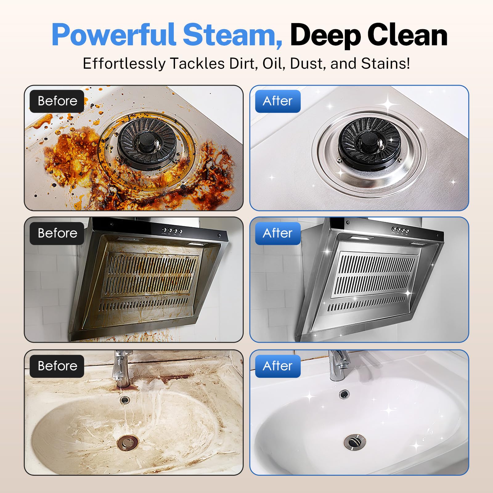 ODSD Steam Cleaner for Home & Car, 3-Level Adjustable Steamer for Cleaning, 15s Heat-Up & 1.6L Large Tank, Handheld Steam Cleaner for Car Detailing, Home detail image 6