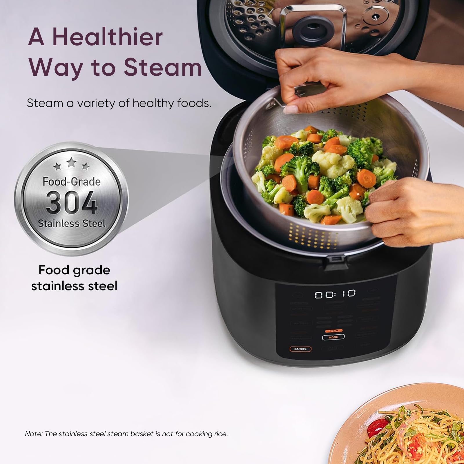 Cosori Rice Cooker 10 Cup, 24h Keep Warm, Non-stick Ceramic Inner Pot, 18 - View 4