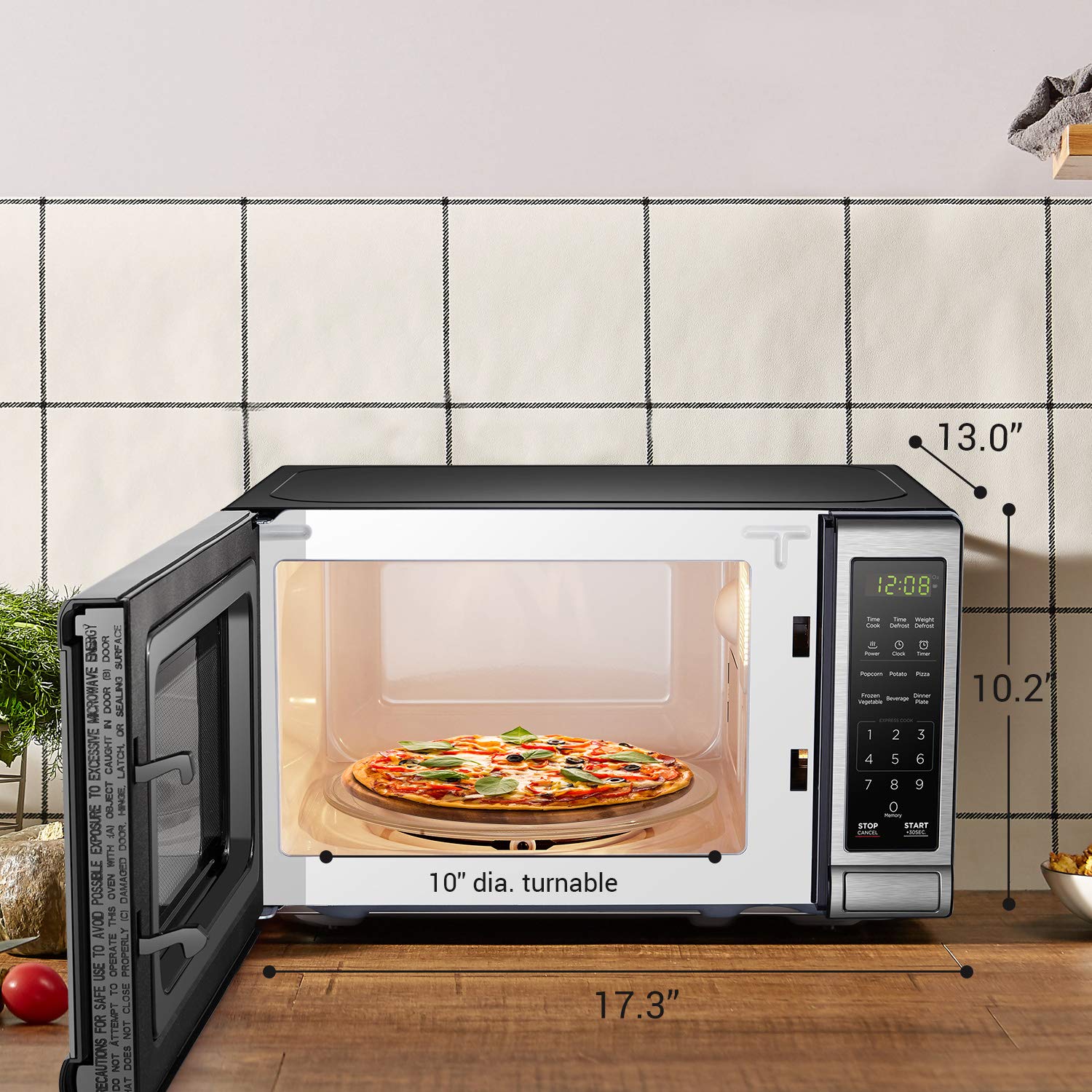 BLACK+DECKER EM720CB7 Digital Microwave Oven with Turntable Push-Button Door, - View 5