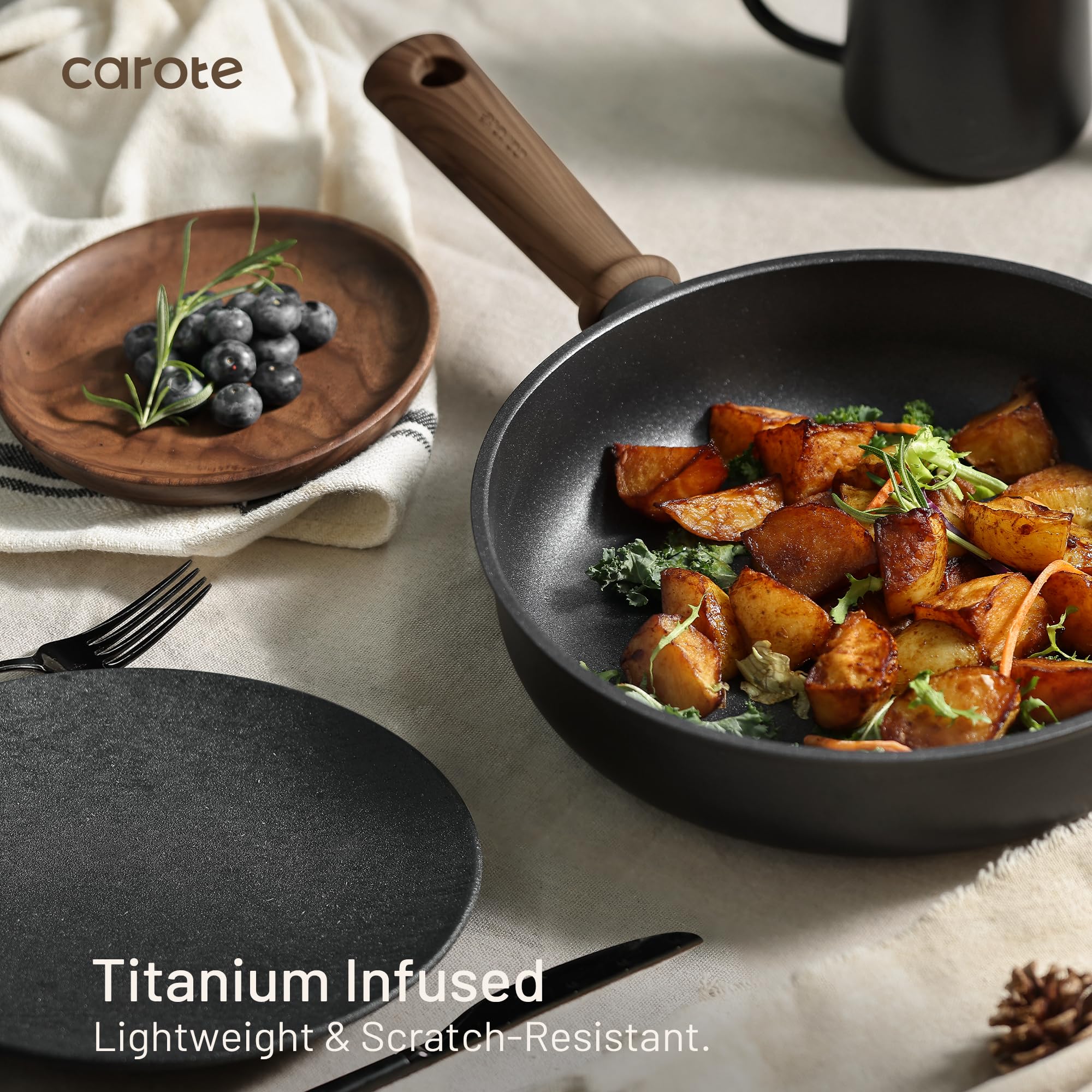 CAROTE Nonstick Pots and Pans, Induction Titanium Cookware Set 16pcs Kitchen - View 6