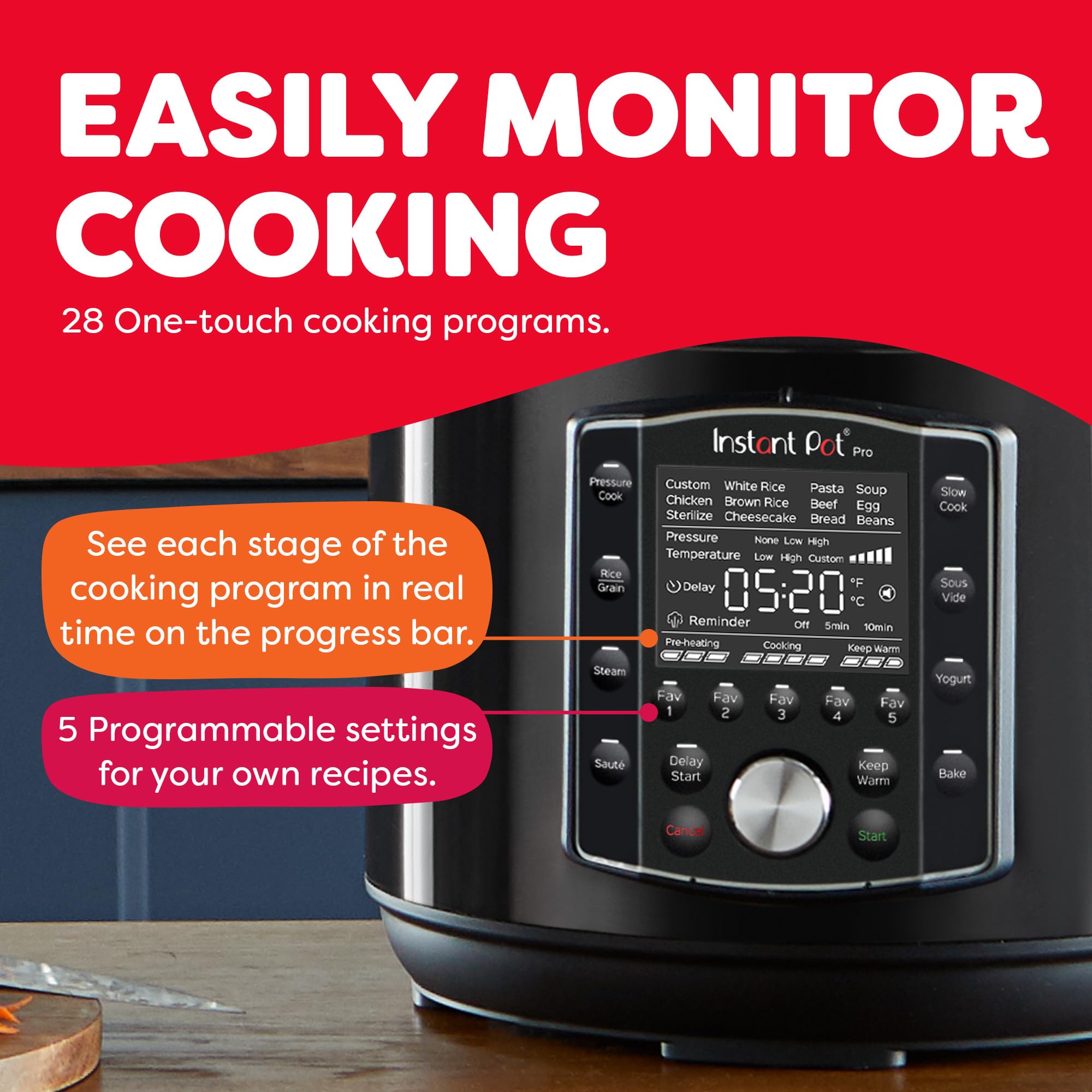 Instant Pot Pro (8 QT) 10-in-1 Pressure Cooker, Slow Cooker, Rice/Grain Cooker, - View 4