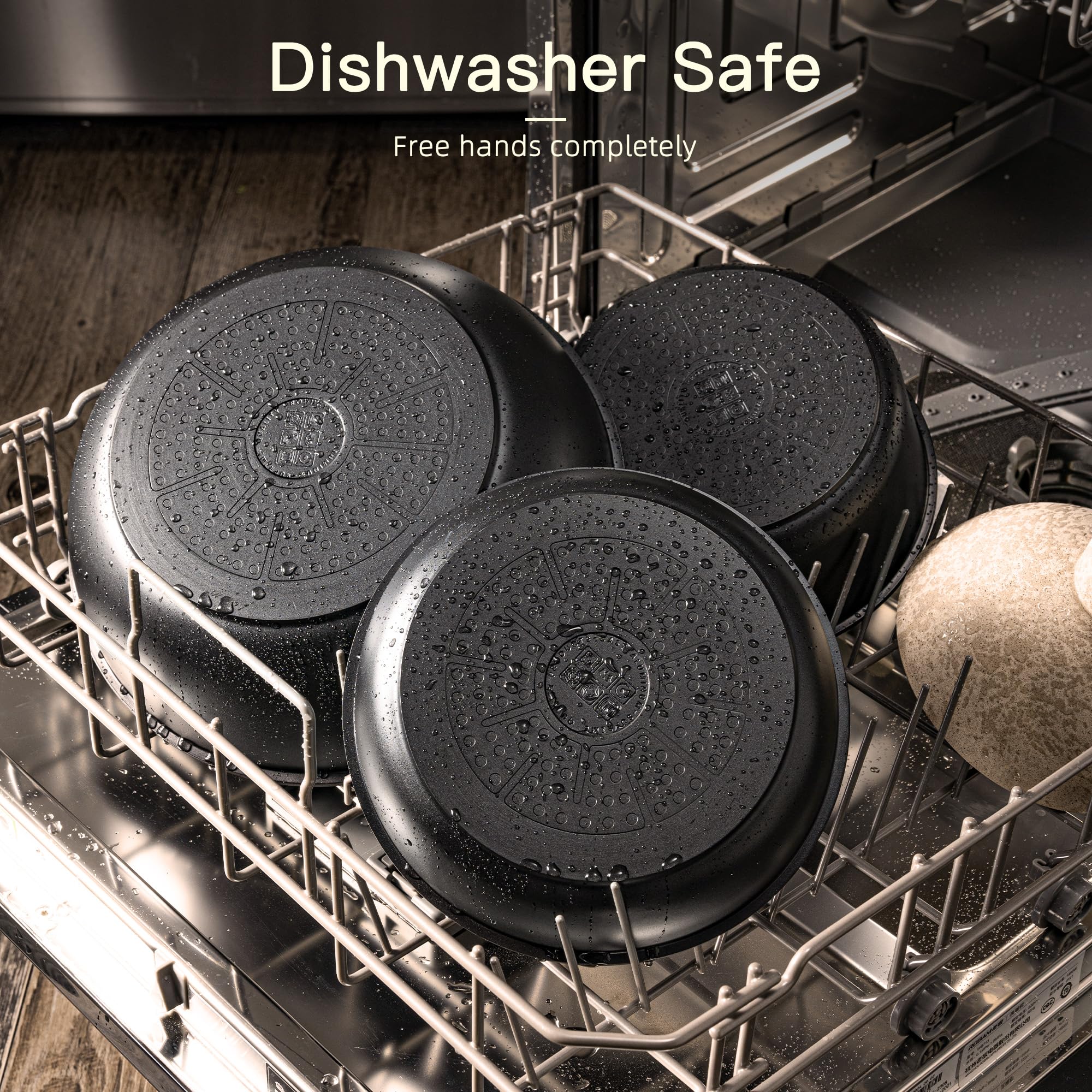 Astercook 21 Pcs Pots and Pans Set Non Stick, Ceramic Cookware Set Detachable Handle, RV Kitchen Cooking Set Removable Handles, Oven Safe, Induction Ready detail image 5
