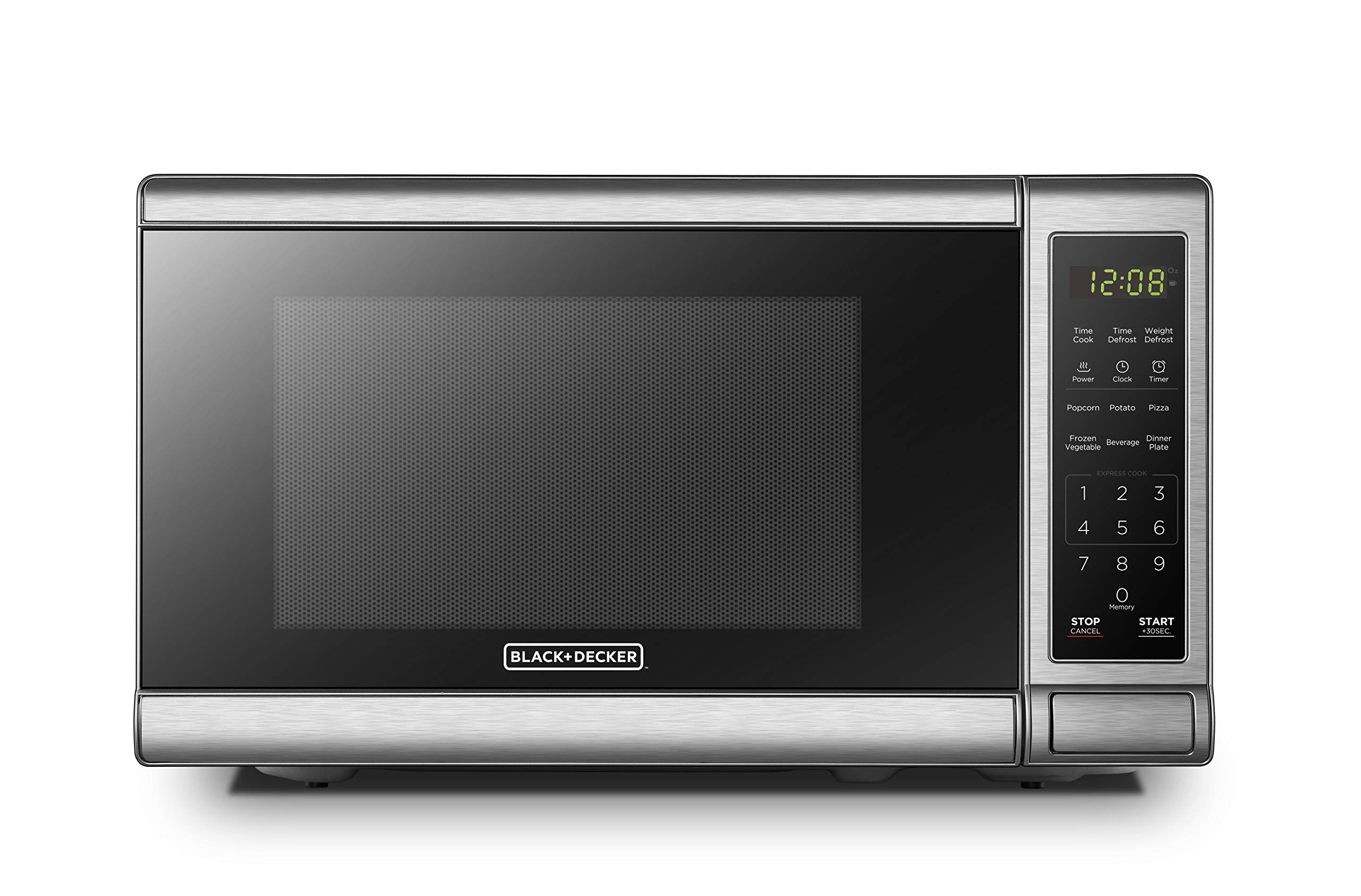 BLACK+DECKER EM720CB7 Digital Microwave Oven with Turntable Push-Button Door, Child Safety Lock, 700W, Stainless Steel, 0.7 Cu.ft detail image 1