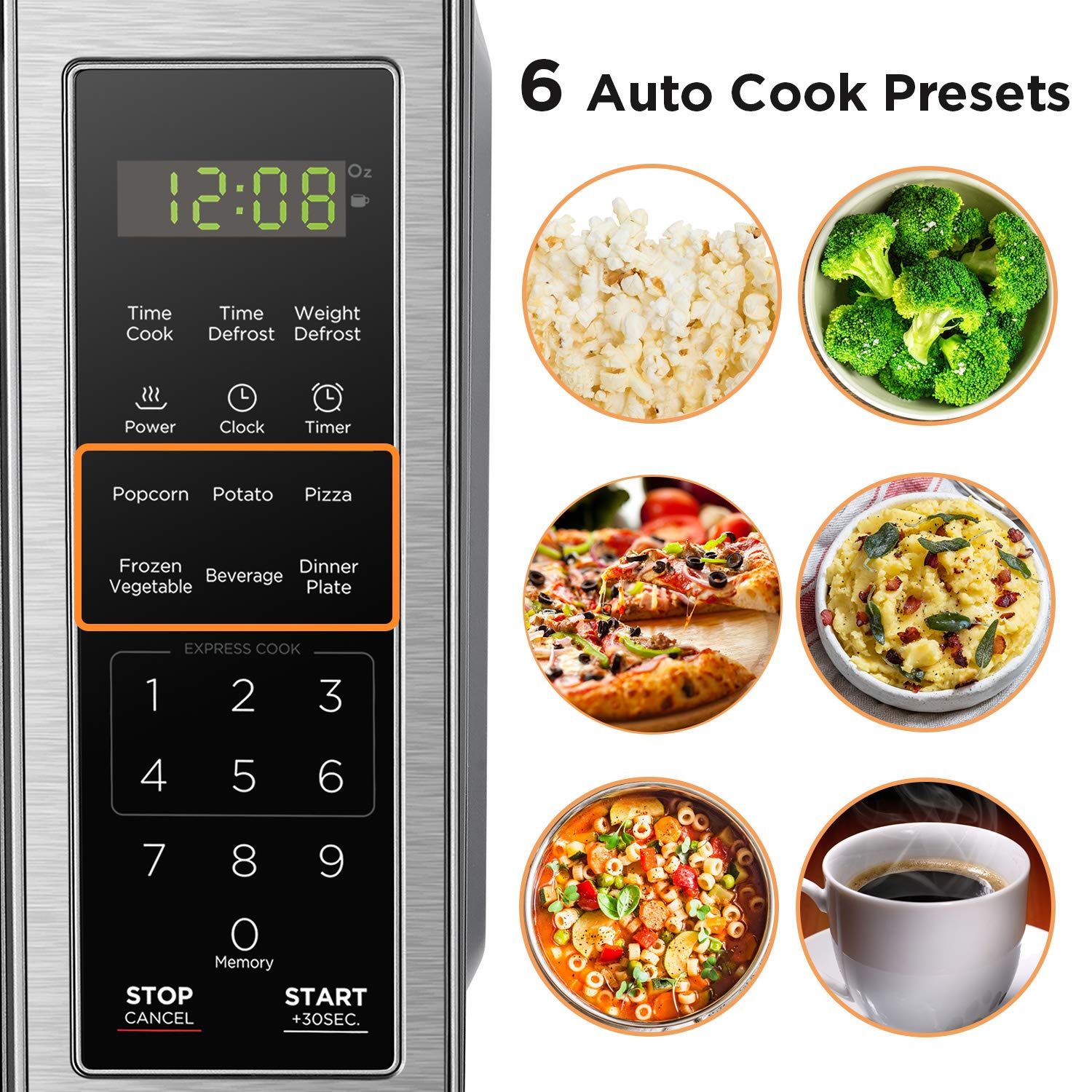 BLACK+DECKER EM720CB7 Digital Microwave Oven with Turntable Push-Button Door, Child Safety Lock, 700W, Stainless Steel, 0.7 Cu.ft detail image 2