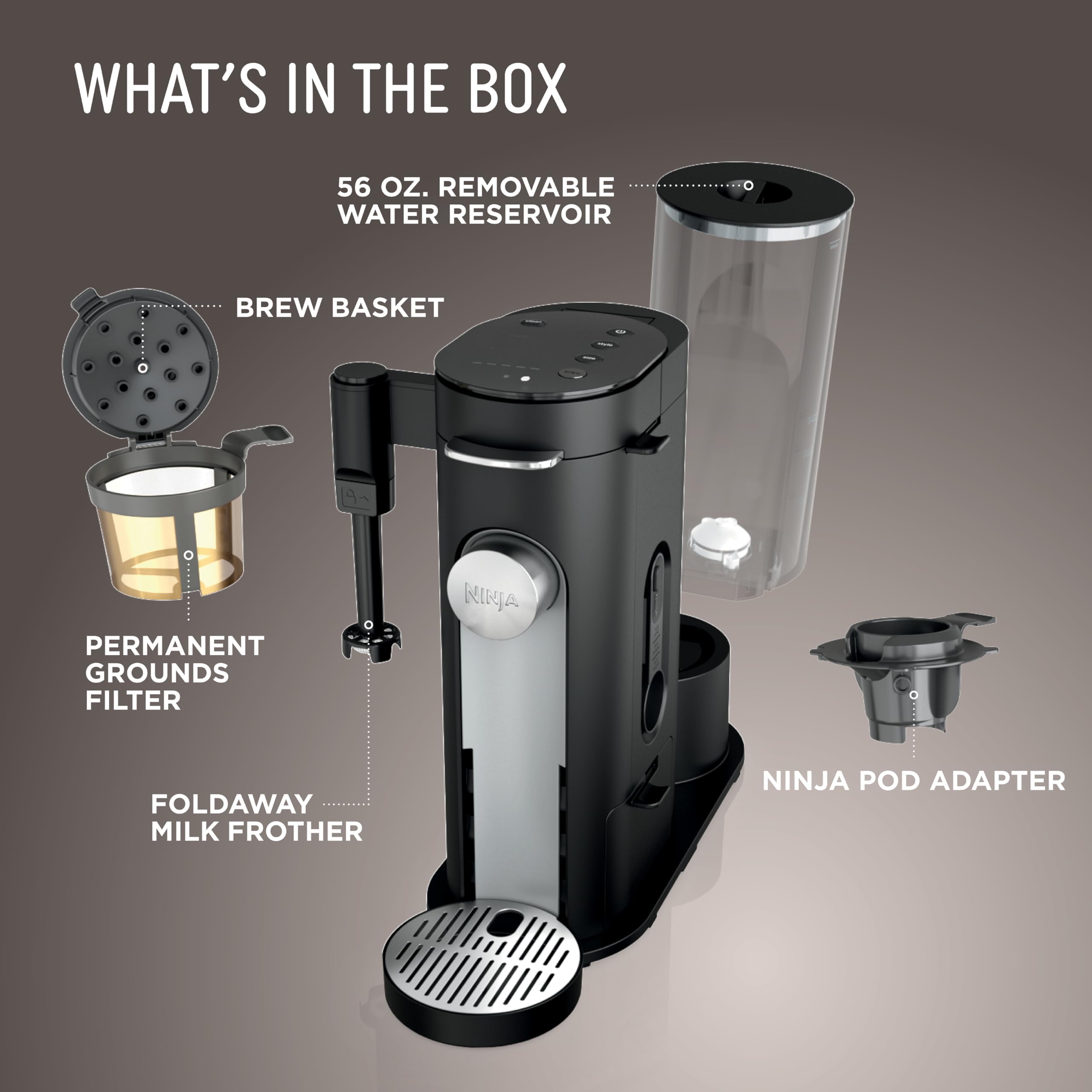 Ninja | Coffee Maker | Single Serve |Brew with Coffee Pods & Grounds| Compatible with K-Cup Coffee Pods | 4 Brew Styles, up to 24oz Cup Sizes & 56oz Remova detail image 6