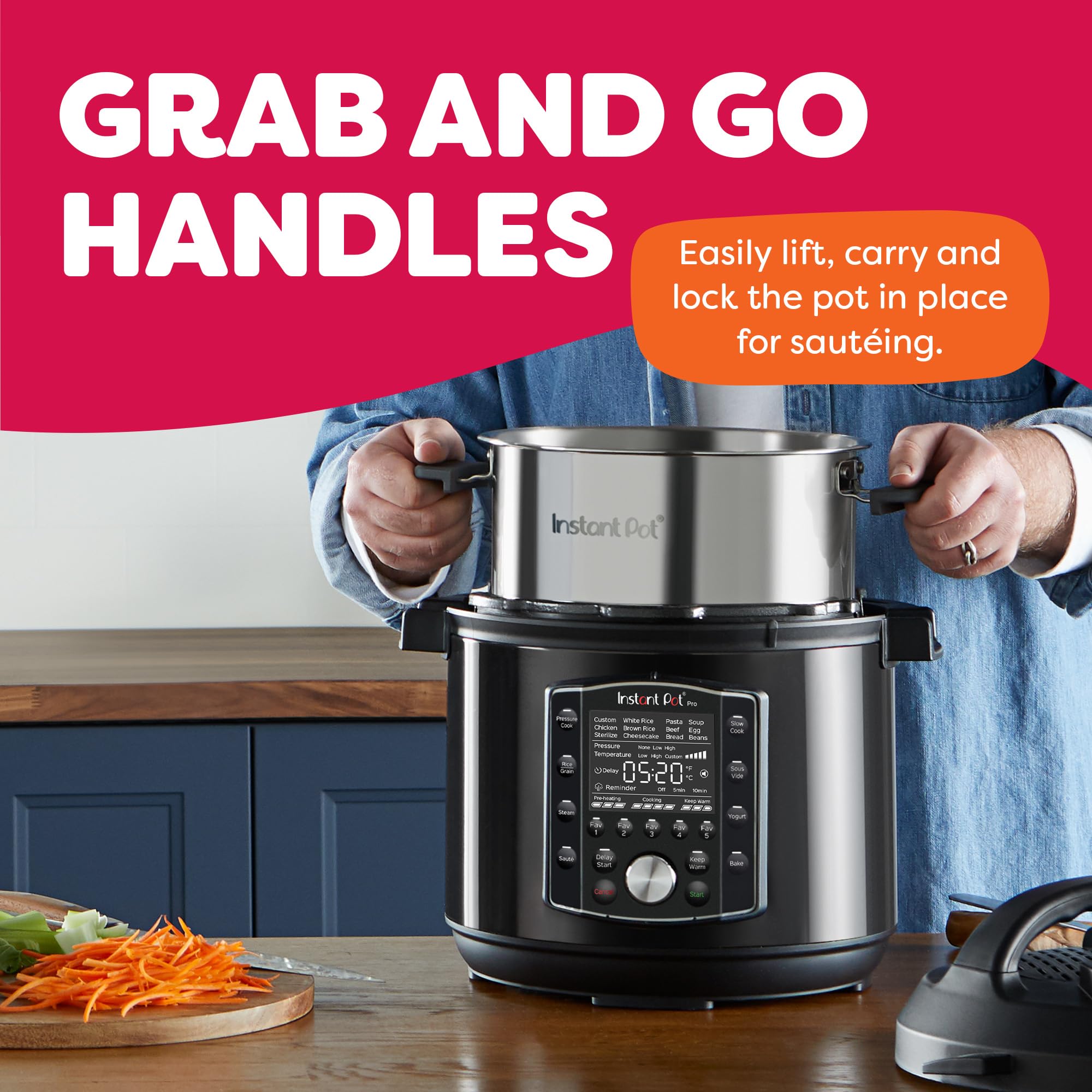 Instant Pot Pro (8 QT) 10-in-1 Pressure Cooker, Slow Cooker, Rice/Grain Cooker, Steamer, Sauté, Sous Vide, Yogurt Maker, Sterilizer, and Warmer, Includes A detail image 5