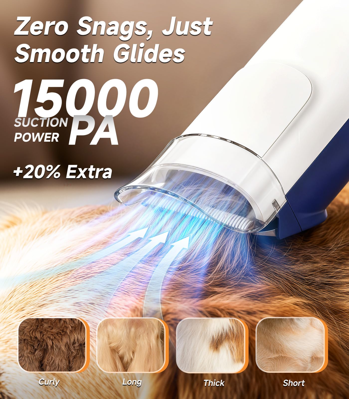 buenkee Dog Grooming Kit with Vacuum, 15000Pa Pet Hair Clipper and Shedding - View 2