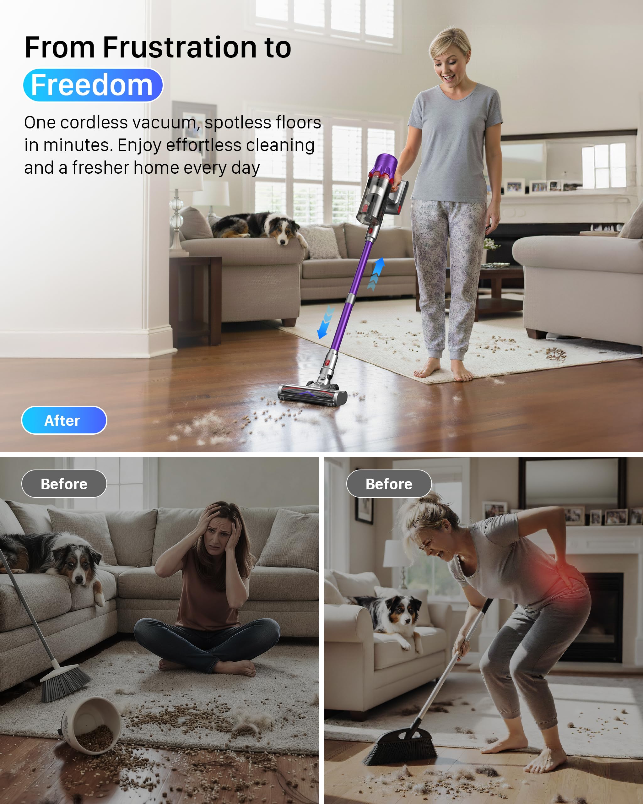 Cordless Vacuum Cleaner for Home - Powerful Stick Vacuum with HEPA Filter, - View 2