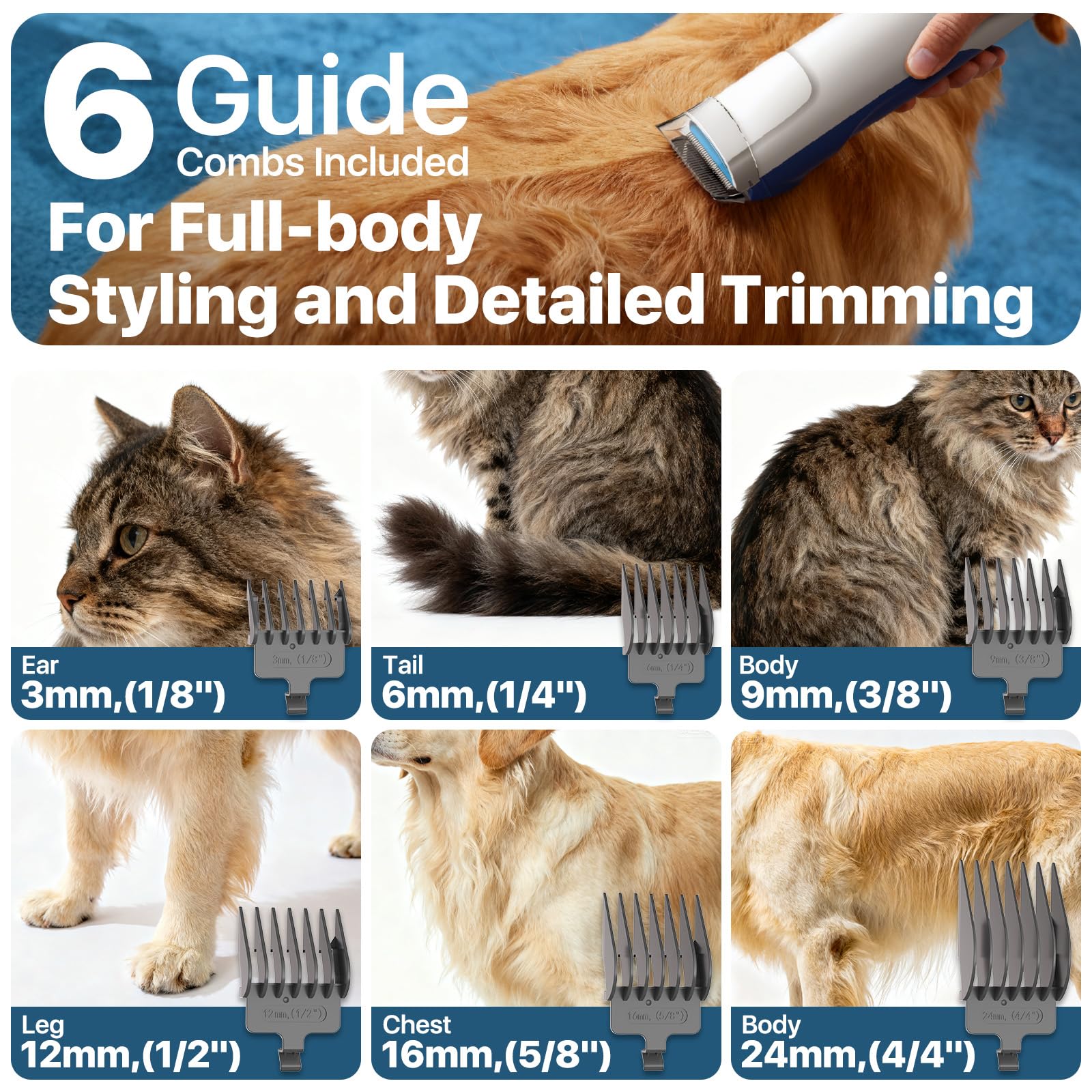 buenkee Dog Grooming Kit with Vacuum, 15000Pa Pet Hair Clipper and Shedding Brush, 50dB Low Noise, 2L Capacity, White detail image 5