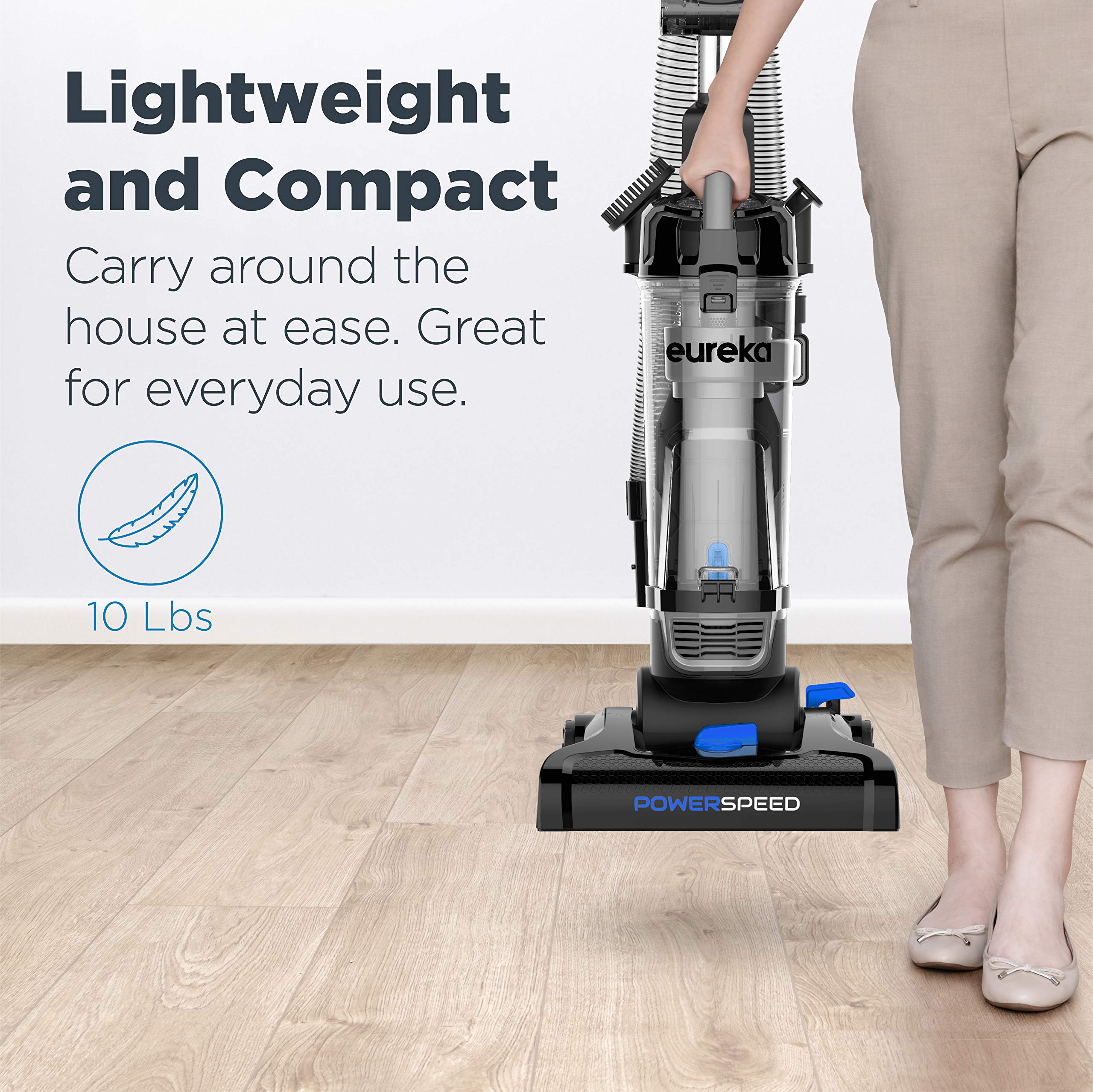 Eureka PowerSpeed Lightweight Upright Vacuum Cleaner for Carpet and Hard Floor, Powerful Bagless Upright Vacuum Cleaner for Home Pets, NEU181A, Blue detail image 6