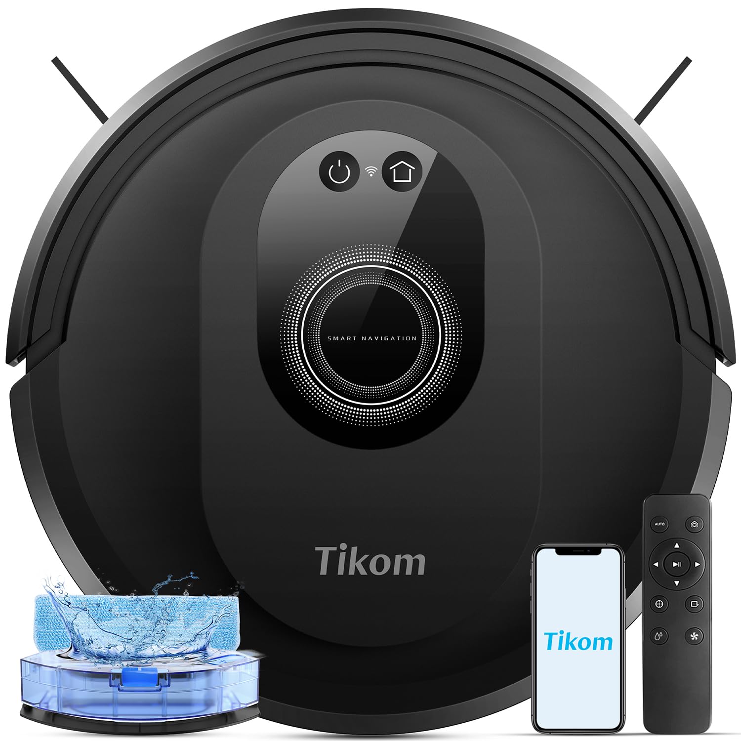 Tikom Robot Vacuum and Mop Combo, 5000Pa Robotic Vacuum Cleaner, 150 Min Max, App & Remote Control, Ideal for Hard Floor, Carpet, Pet Hair, Self-Charge detail image 1