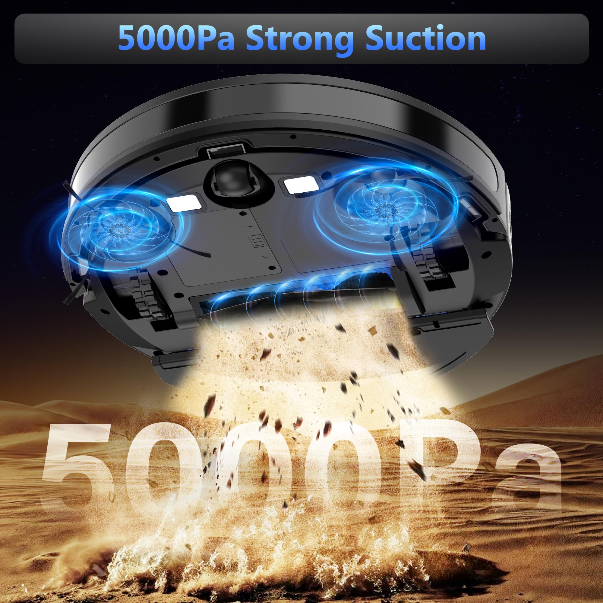 Tikom Robot Vacuum and Mop Combo, 5000Pa Robotic Vacuum Cleaner, 150 Min Max, App & Remote Control, Ideal for Hard Floor, Carpet, Pet Hair, Self-Charge detail image 2