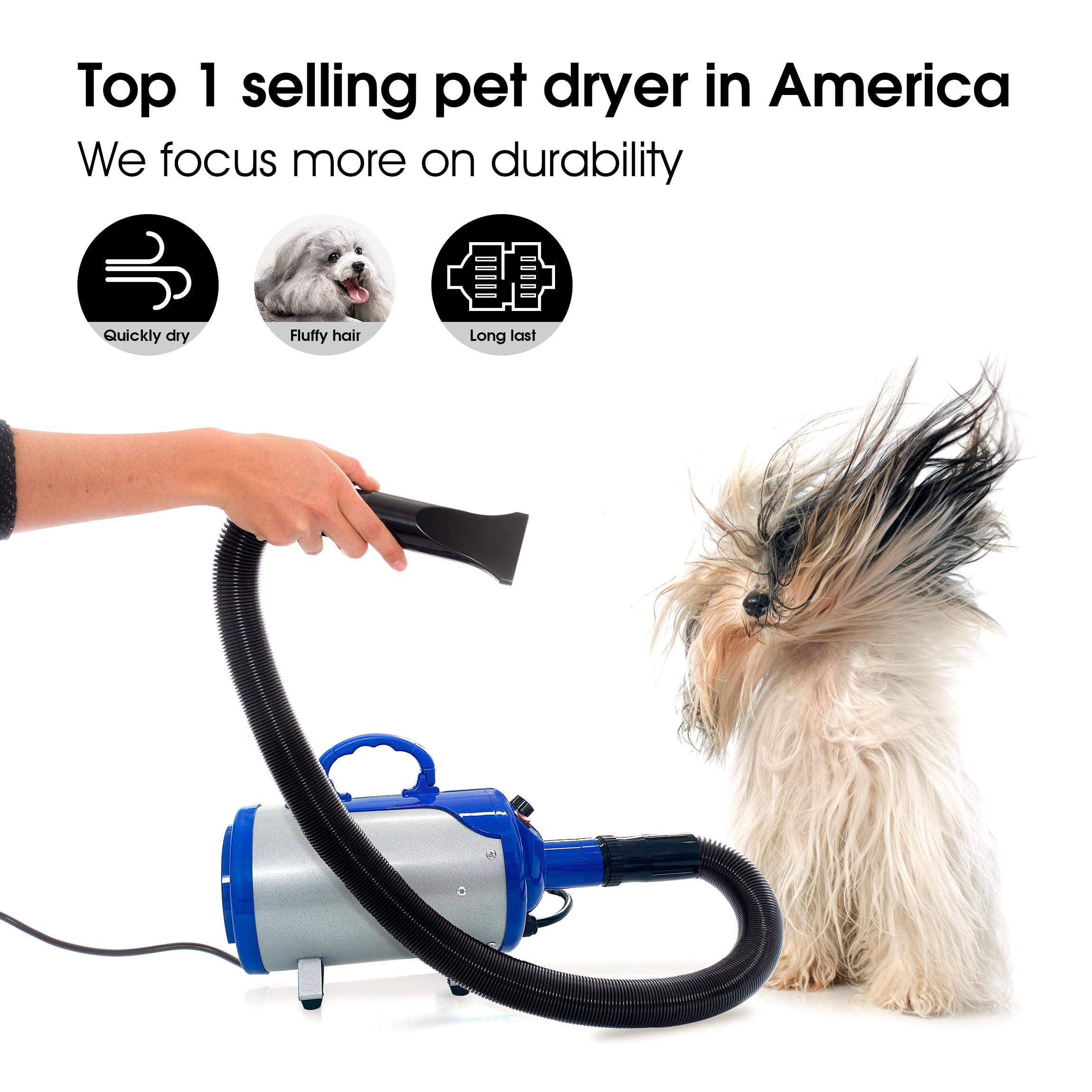 SHELANDY Groomer Partner Pet Hair Force Dryer Dog Grooming Blower with Heater detail image 2