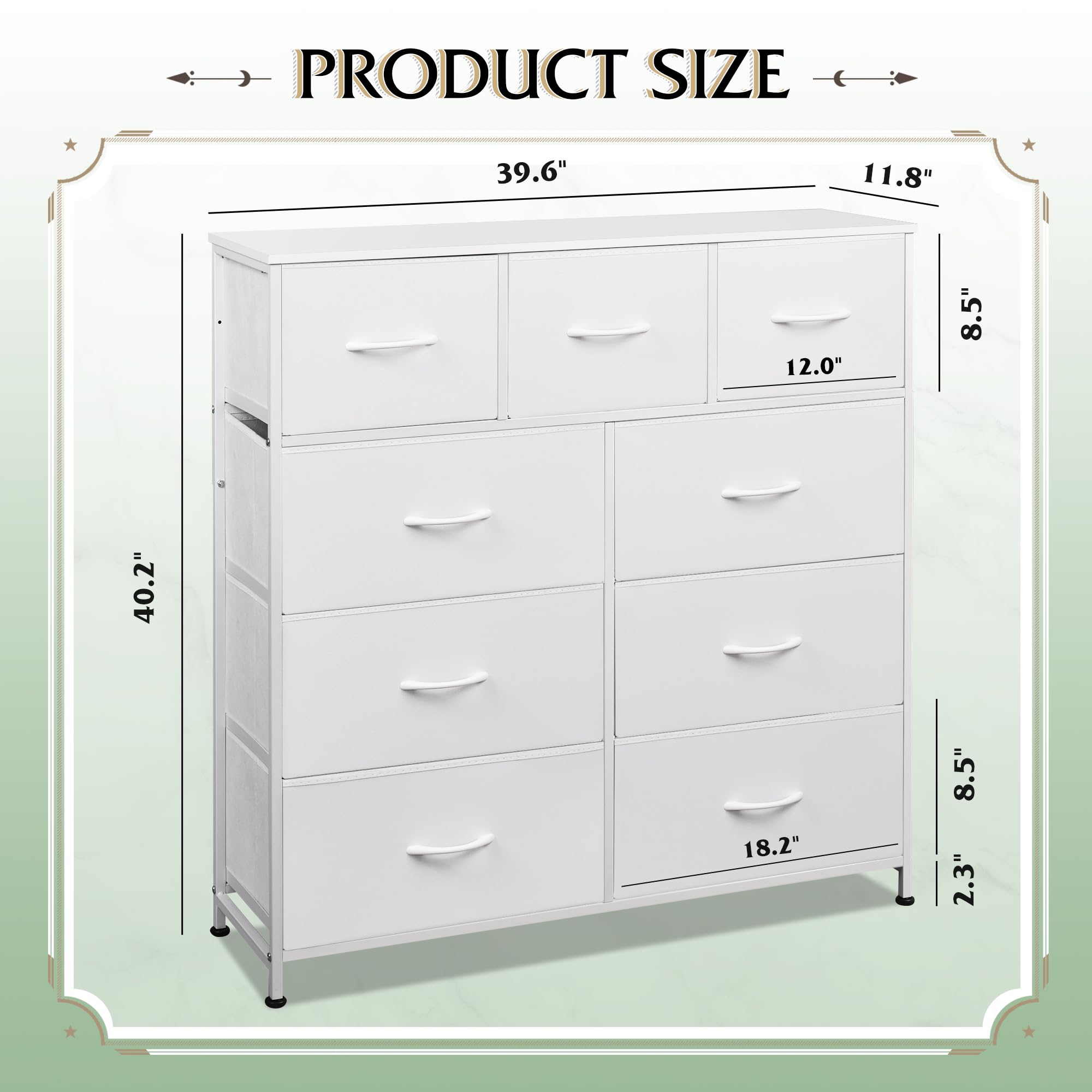 WLIVE 9-Drawer Dresser, Fabric Storage Tower for Bedroom, Hallway, Closet, Tall - View 3