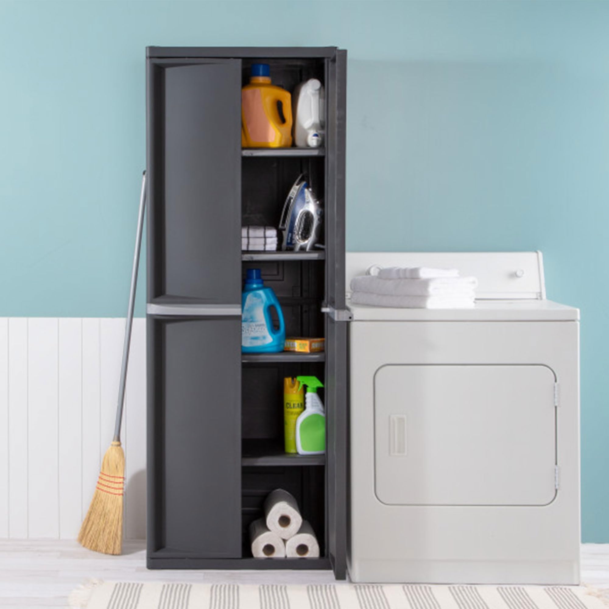 Sterilite 4 Shelf Cabinet, Heavy Duty and Easy to Assemble Plastic Storage - View 5