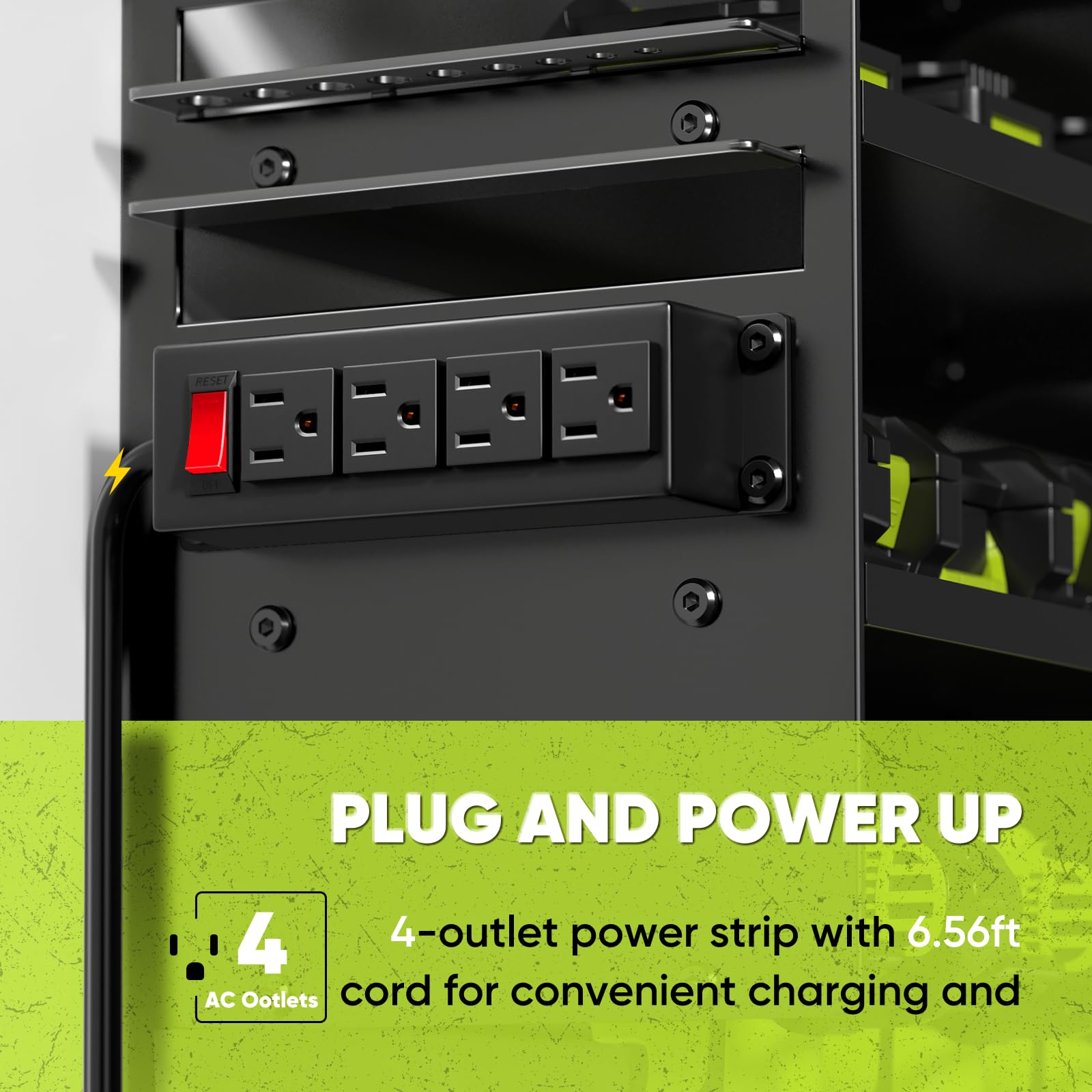 POKIPO Large Power Tool Organizer Wall Mount with Charging Station,4 Layer - View 2