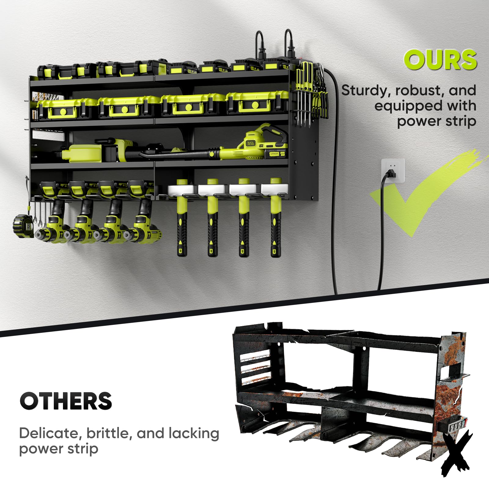 POKIPO Large Power Tool Organizer Wall Mount with Charging Station,4 Layer - View 4