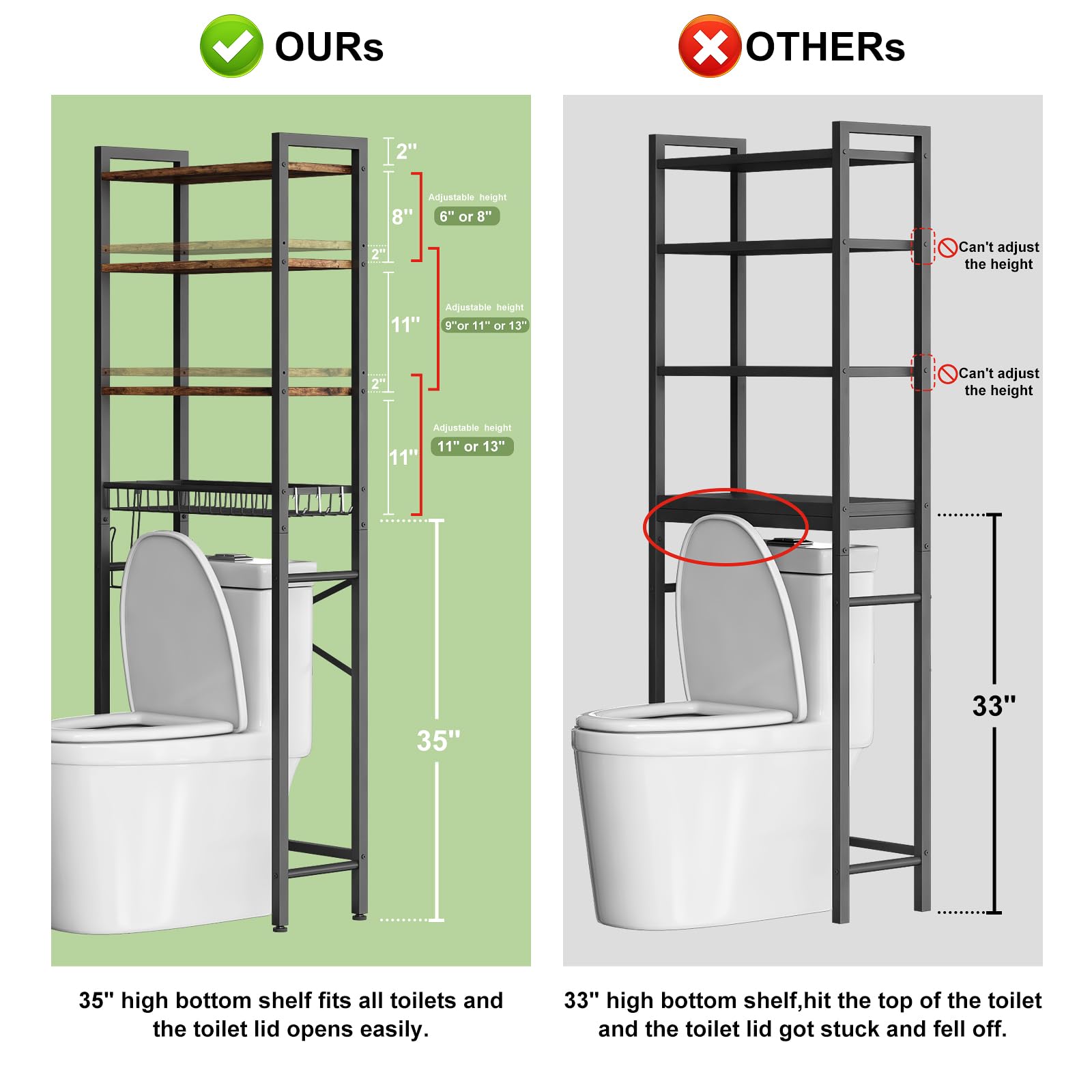 Kalrin Over-The-Toilet Storage Rack, 4-Tier Bathroom Organizer Shelf Over - View 2