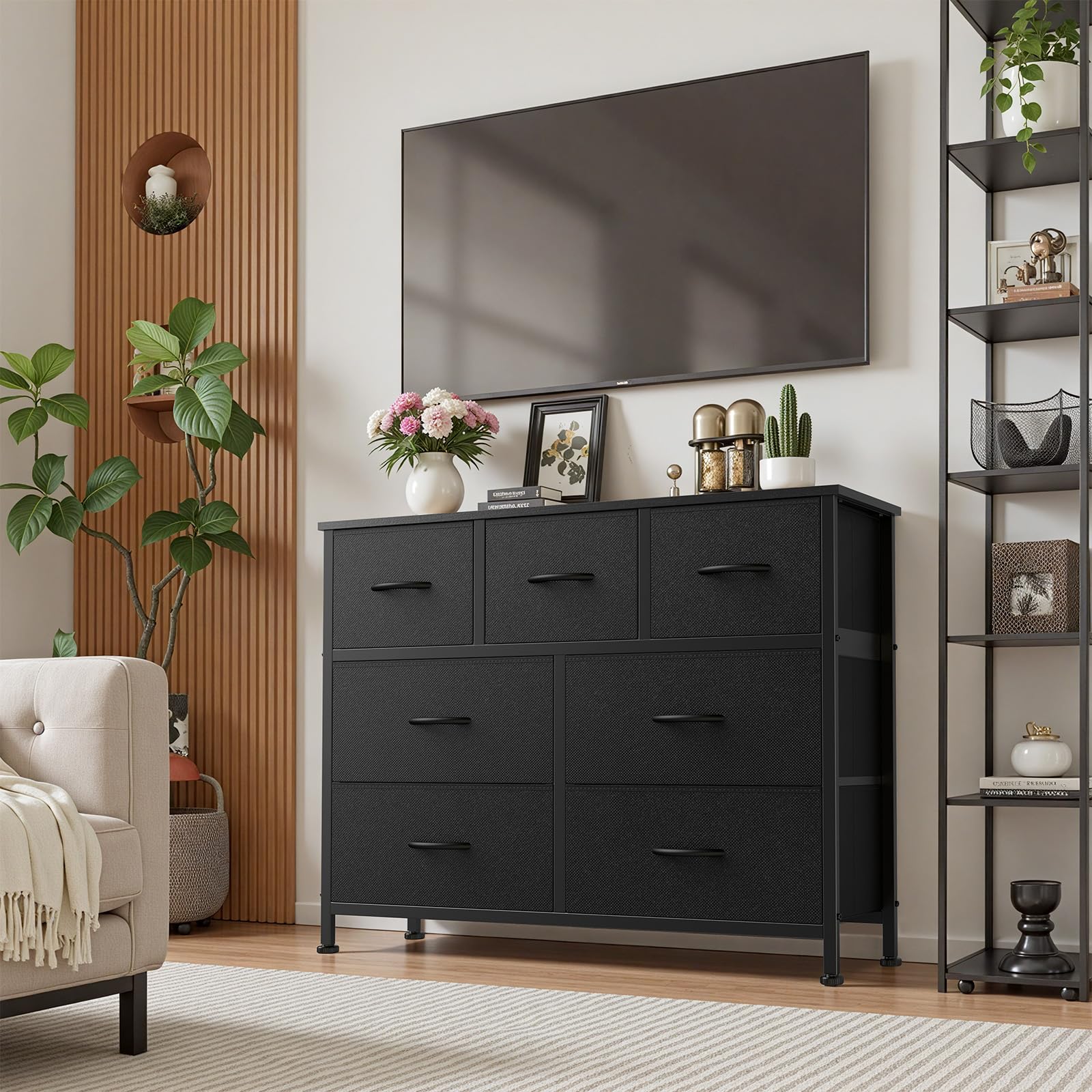 Sweetcrispy 7 Drawer Dresser with Fabric Bins Fabric Storage Tower Organizer - View 2