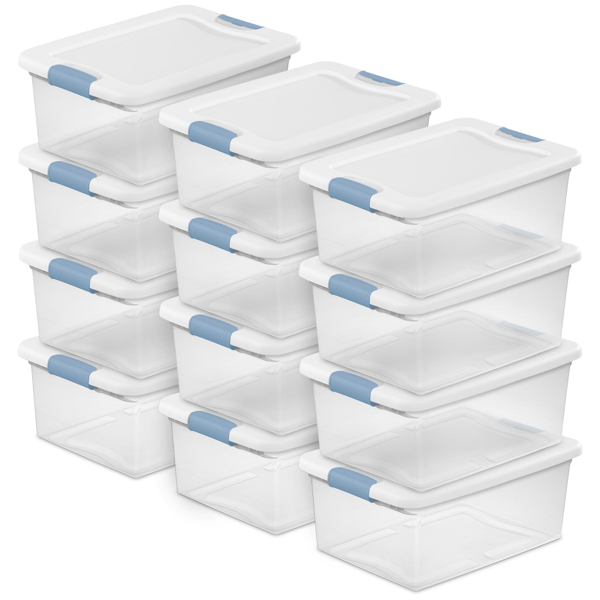 Sterilite 12-Pack Latching Box, Under Bed Storage Bins with Lids, Clear