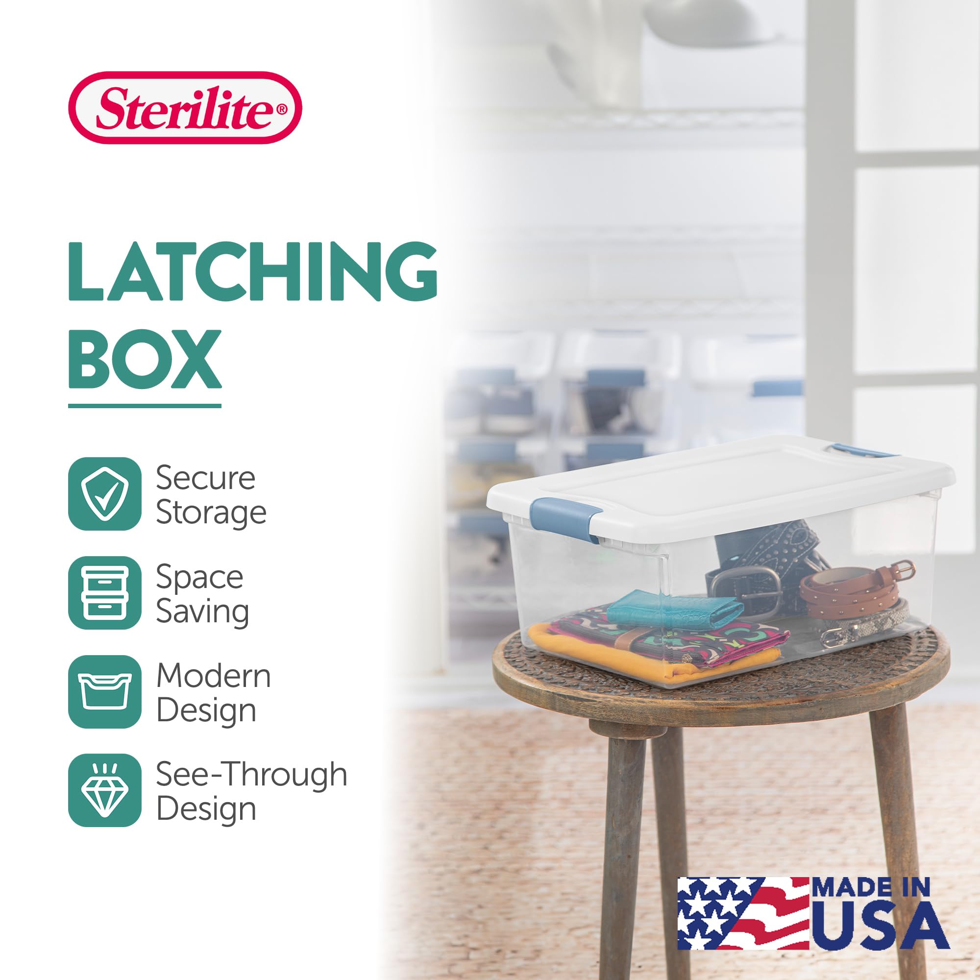 Sterilite 12-Pack Latching Box, Under Bed Storage Bins with Lids, Clear - View 3