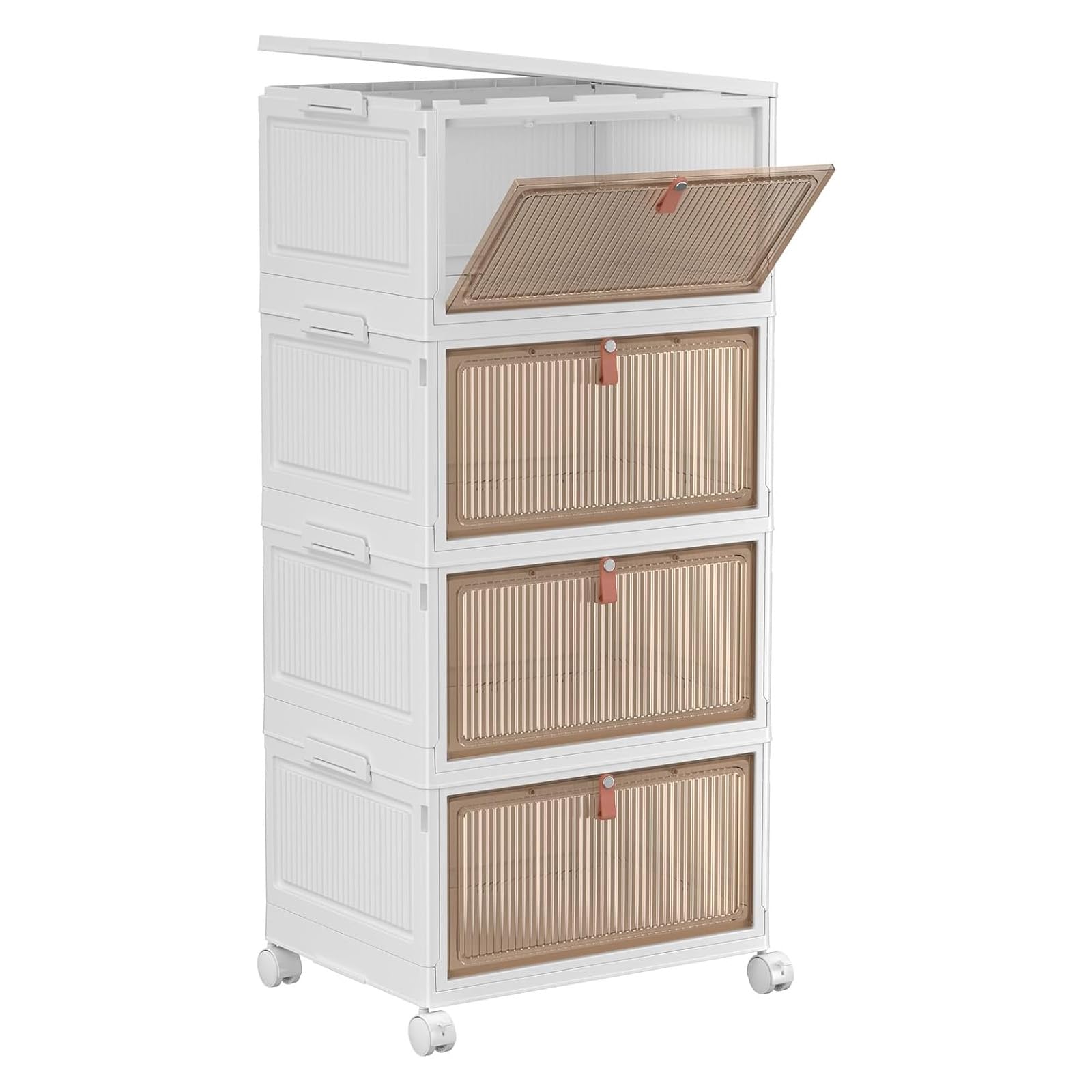 YFXCVSL 4 Tier Plastic Storage Bins with Lid 28QT - Stackable Storage