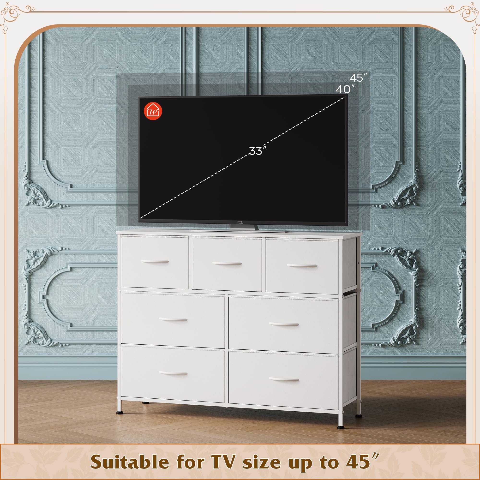 WLIVE 7 Drawer Dresser TV Stand, Dressers for Bedroom, Fabric Storage Tower, - View 6