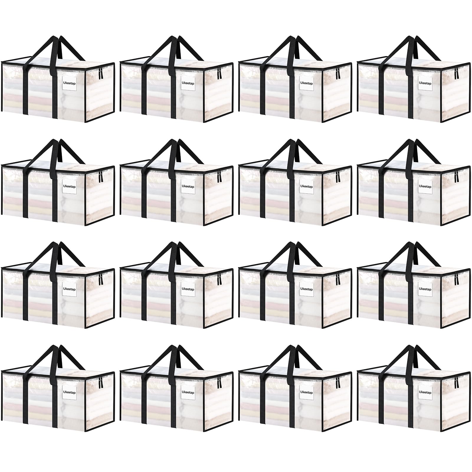 16 Pack Extra Large Heavy Duty Moving Bags, Clear Storage Bins with Lids, Reinforced Handles & Heavy-Duty Zippers Moving Boxes Storage Bags Totes for Cloth detail image 1