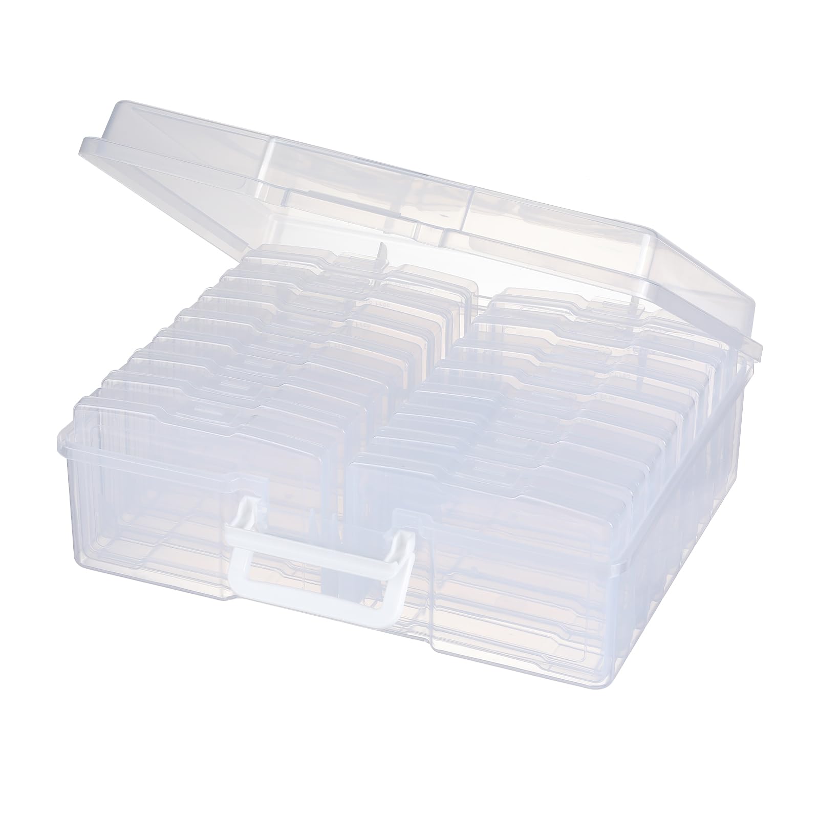 novelinks Transparent 4" x 6" Photo Organizers and Photo Storage Box with Handle, 16 Inner Photo Cases, Portable Picture Organizers & Photo Storage Contain detail image 1