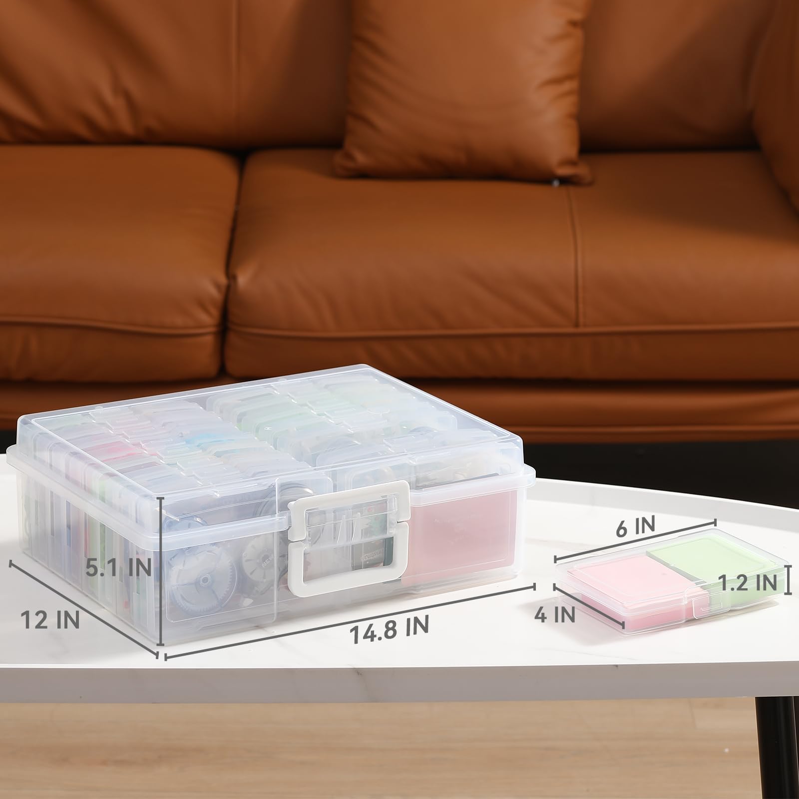novelinks Transparent 4" x 6" Photo Organizers and Photo Storage Box with Handle, 16 Inner Photo Cases, Portable Picture Organizers & Photo Storage Contain detail image 2