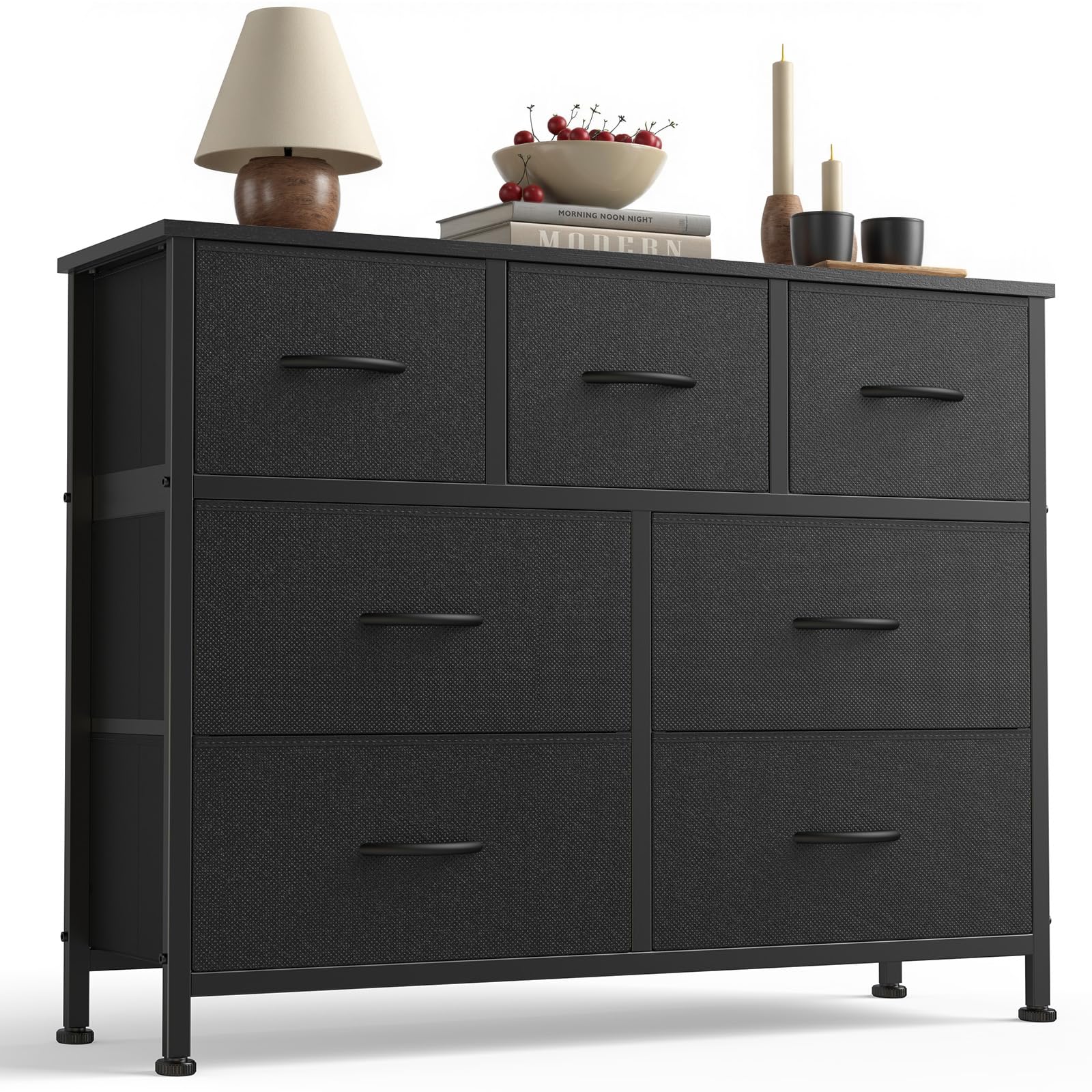 Sweetcrispy 7 Drawer Dresser with Fabric Bins Fabric Storage Tower Organizer for Bedroom Closet Hallway Entryway Tall Chest of Drawers with Steel Frame Woo detail image 1