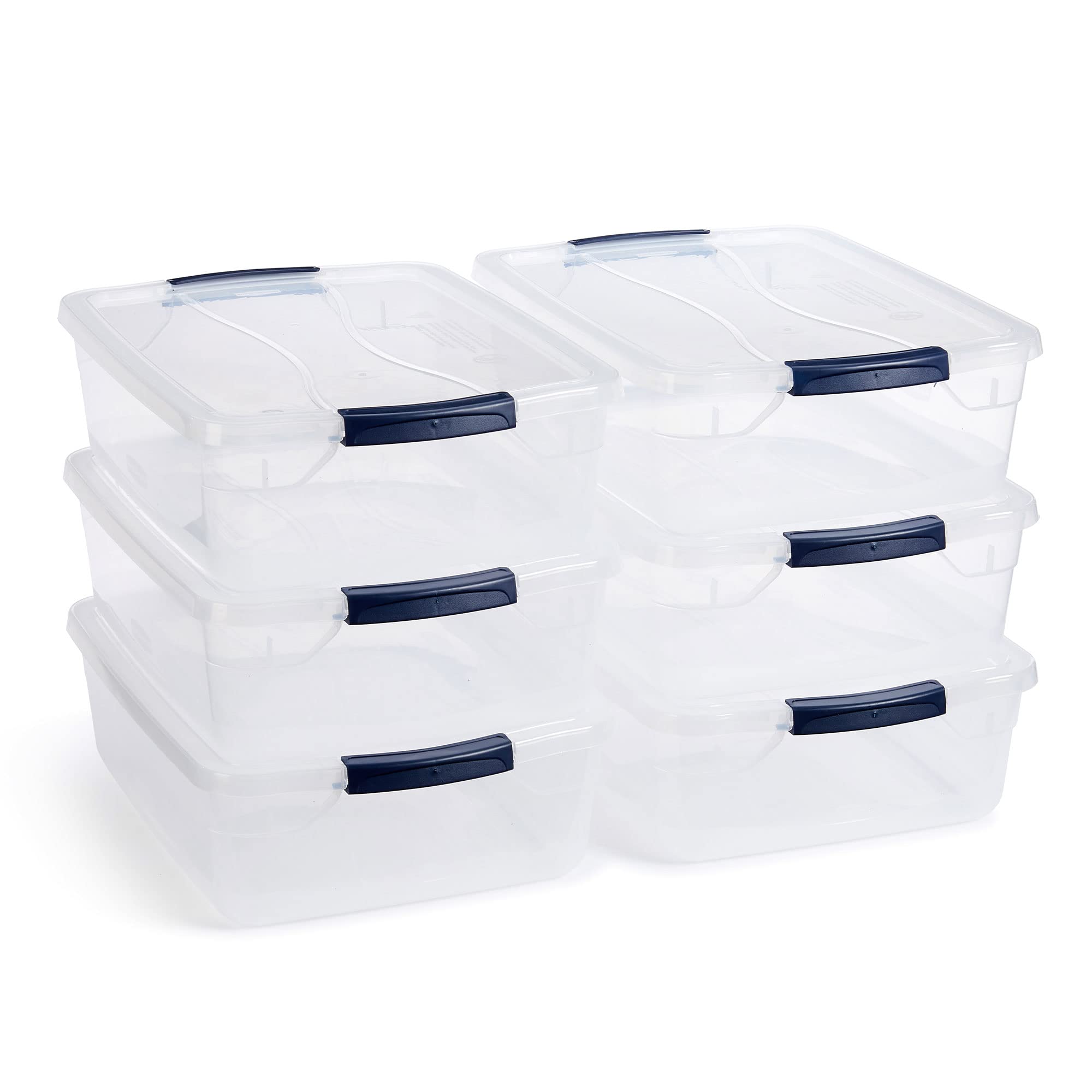 Rubbermaid Cleverstore 17 Qt Clear Storage Bins with Lids, 6-Pack, Stackable, BPA-Free, Made in USA detail image 1
