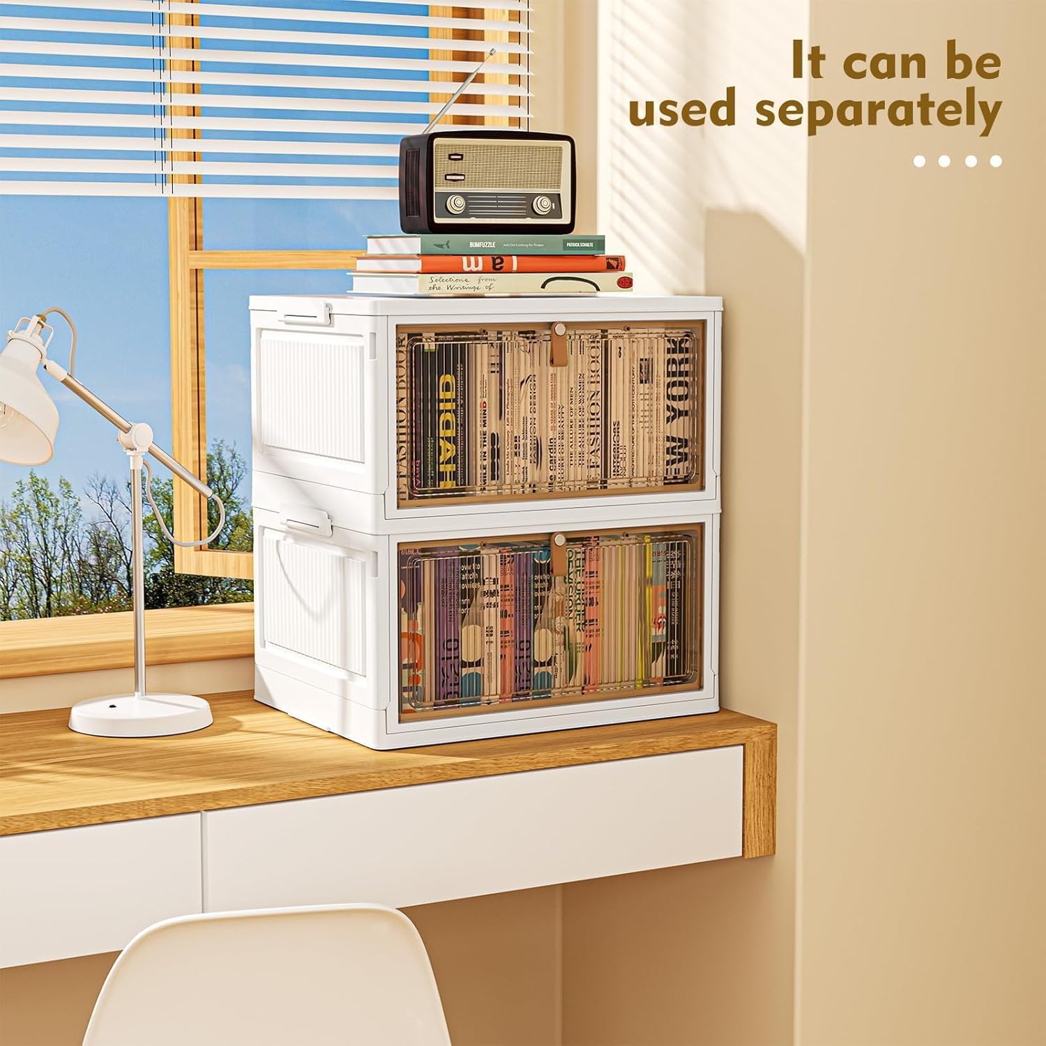 YFXCVSL 4 Tier Plastic Storage Bins with Lid 28QT - Stackable Storage Containers with Wheels, Folding Storage Boxes, Collapsible Storage Bins, Closet Organ detail image 5