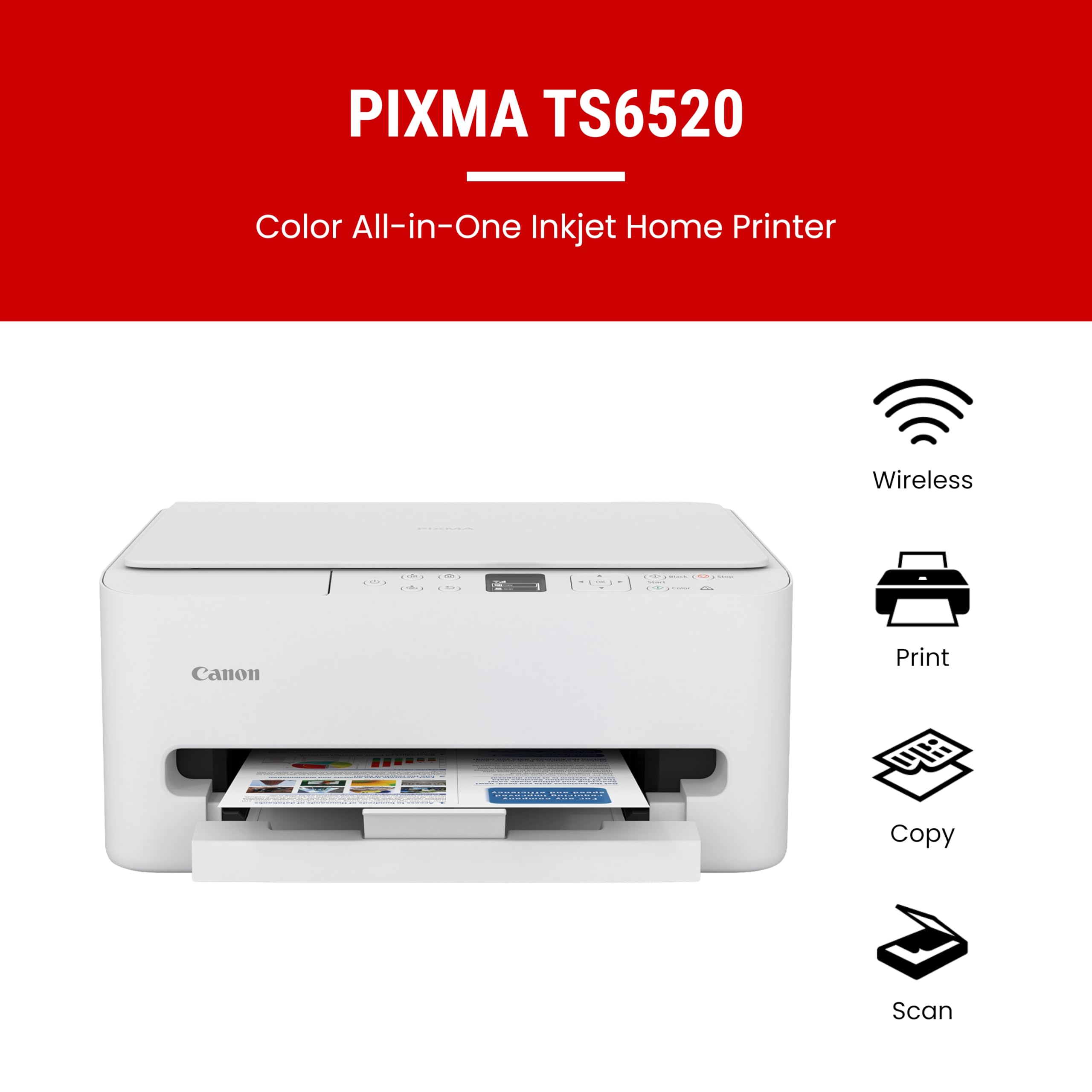 Canon PIXMA TS6520 Wireless Color Inkjet Printer Duplex Printing, White - Home - View 2