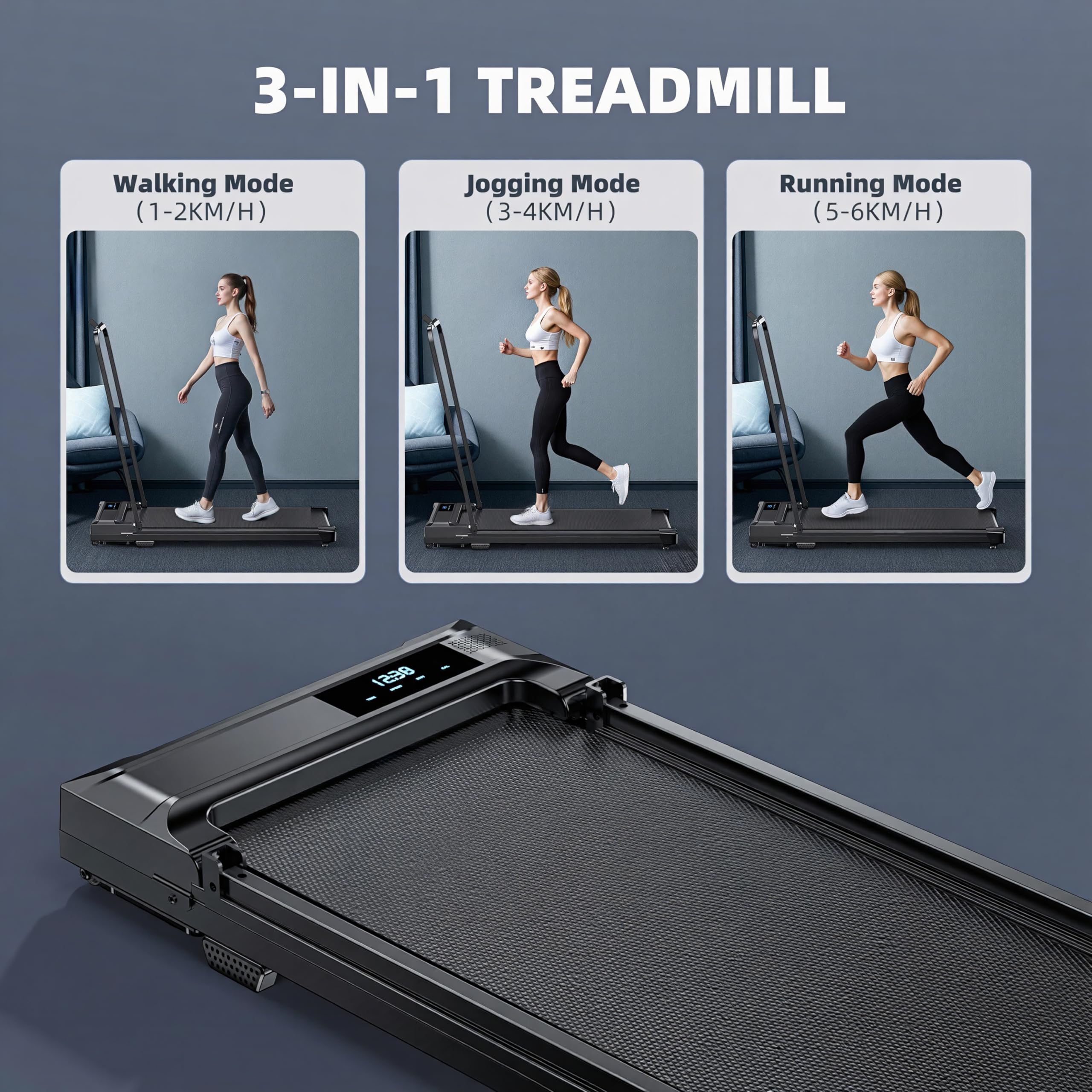 Walking Pad Treadmill for Home - Folding Treadmills with Handle Bar Portable - View 2
