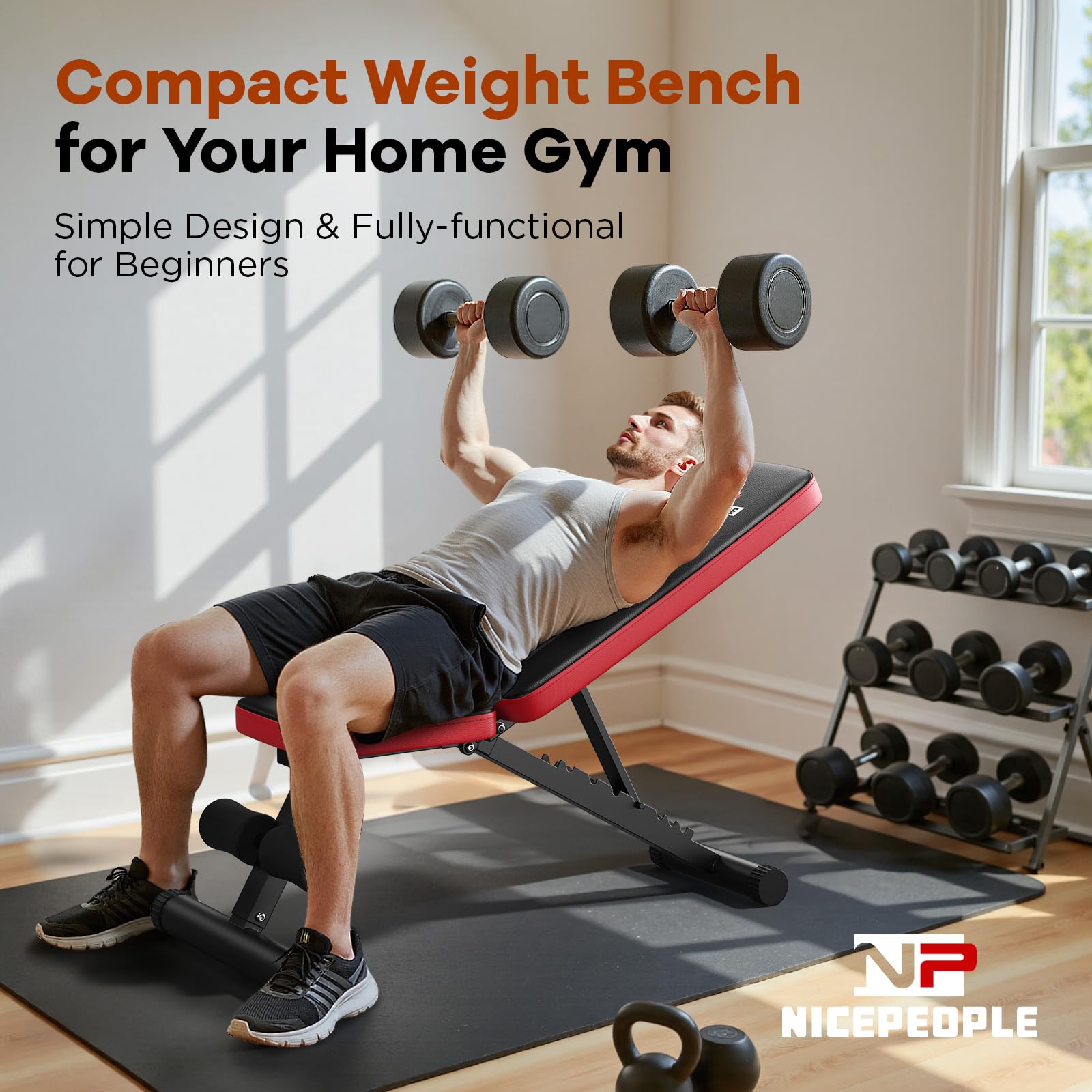 NICEPEOPLE Adjustable Weight Bench for Home Gym, 660LBS Capacity Workout Bench - View 2