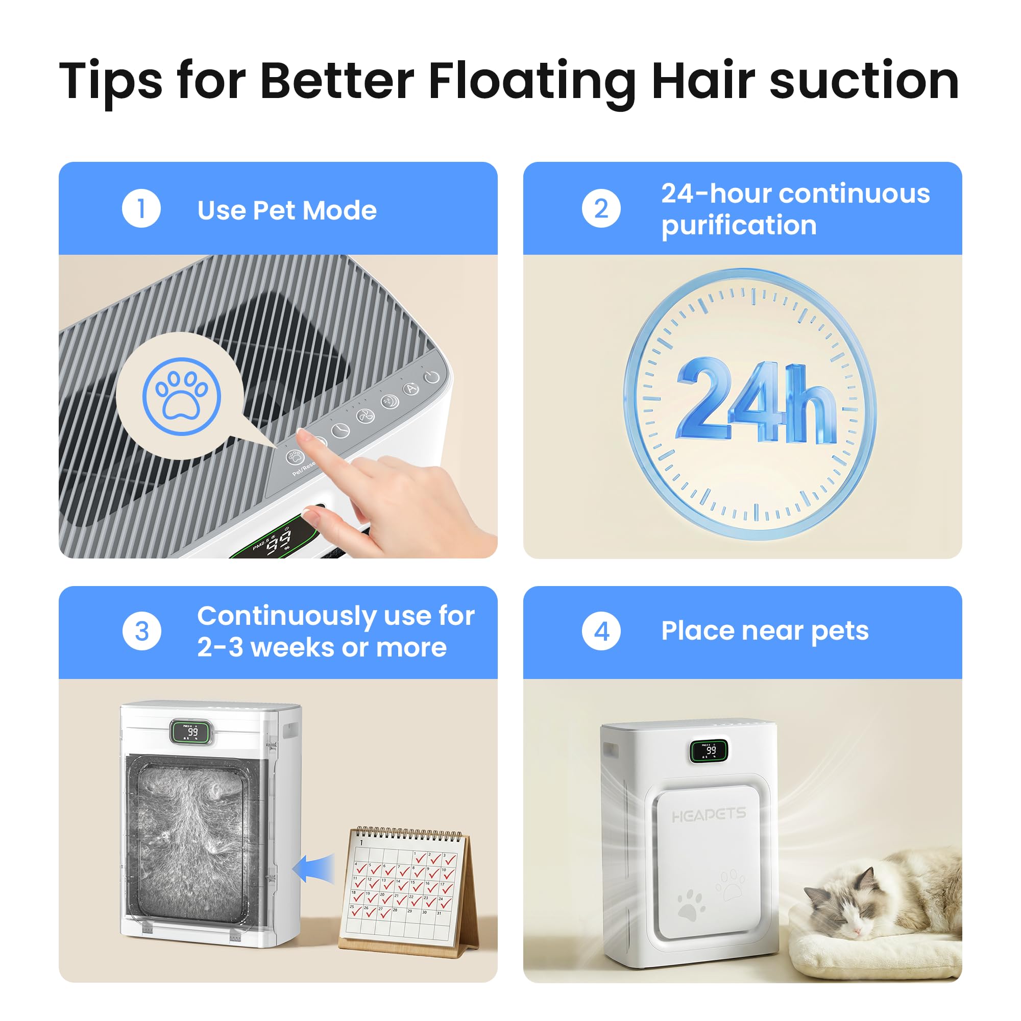 Pet Air Purifier for Home Large Room 2500 sq ft, H13 HEPA Washable Double-Sided - View 2