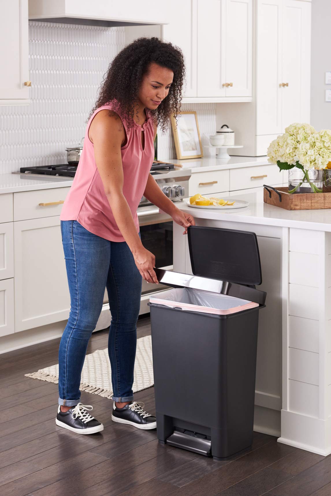Rubbermaid Premier Series III Step-On Trash Can for Home and Kitchen, with - View 4