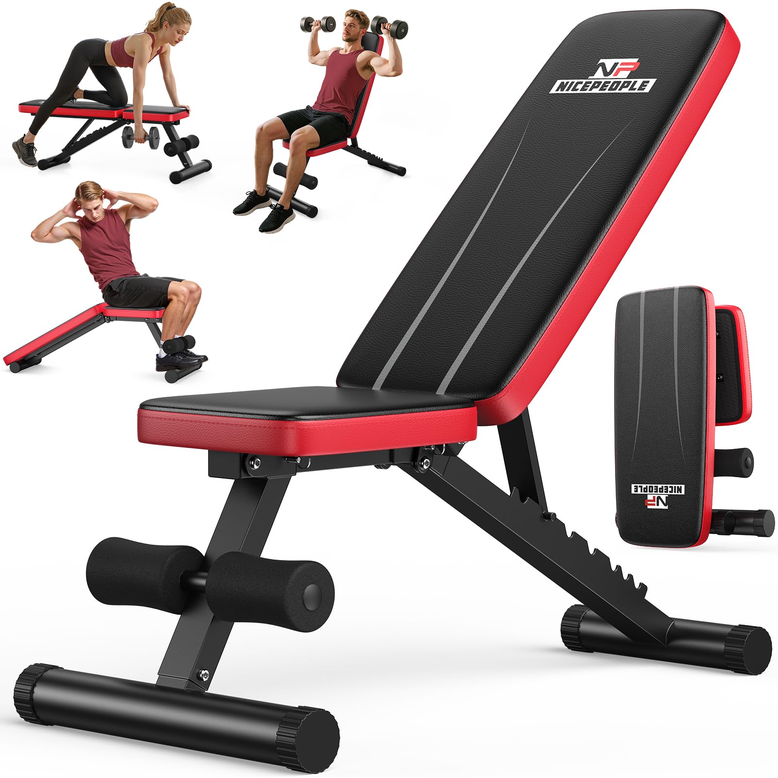 NICEPEOPLE Adjustable Weight Bench for Home Gym, 660LBS Capacity Workout Bench with 8 Backrests for Chest Shoulders Arms, Compact and Foldable Strength Ben detail image 1