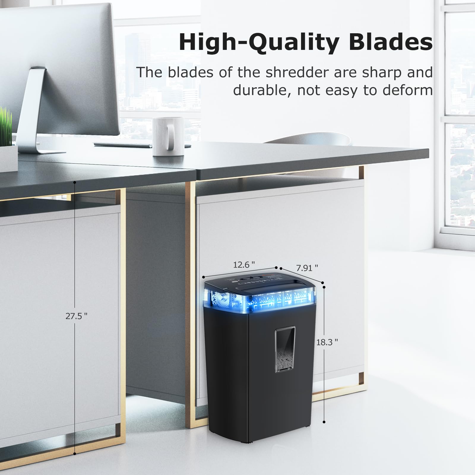 Bonsaii 12-Sheet Cross Cut Paper Shredder, 5.5 Gal Home Office Heavy Duty Shredder for Paper, Credit Card, Mail, Staples, with Transparent Window, High Sec detail image 5