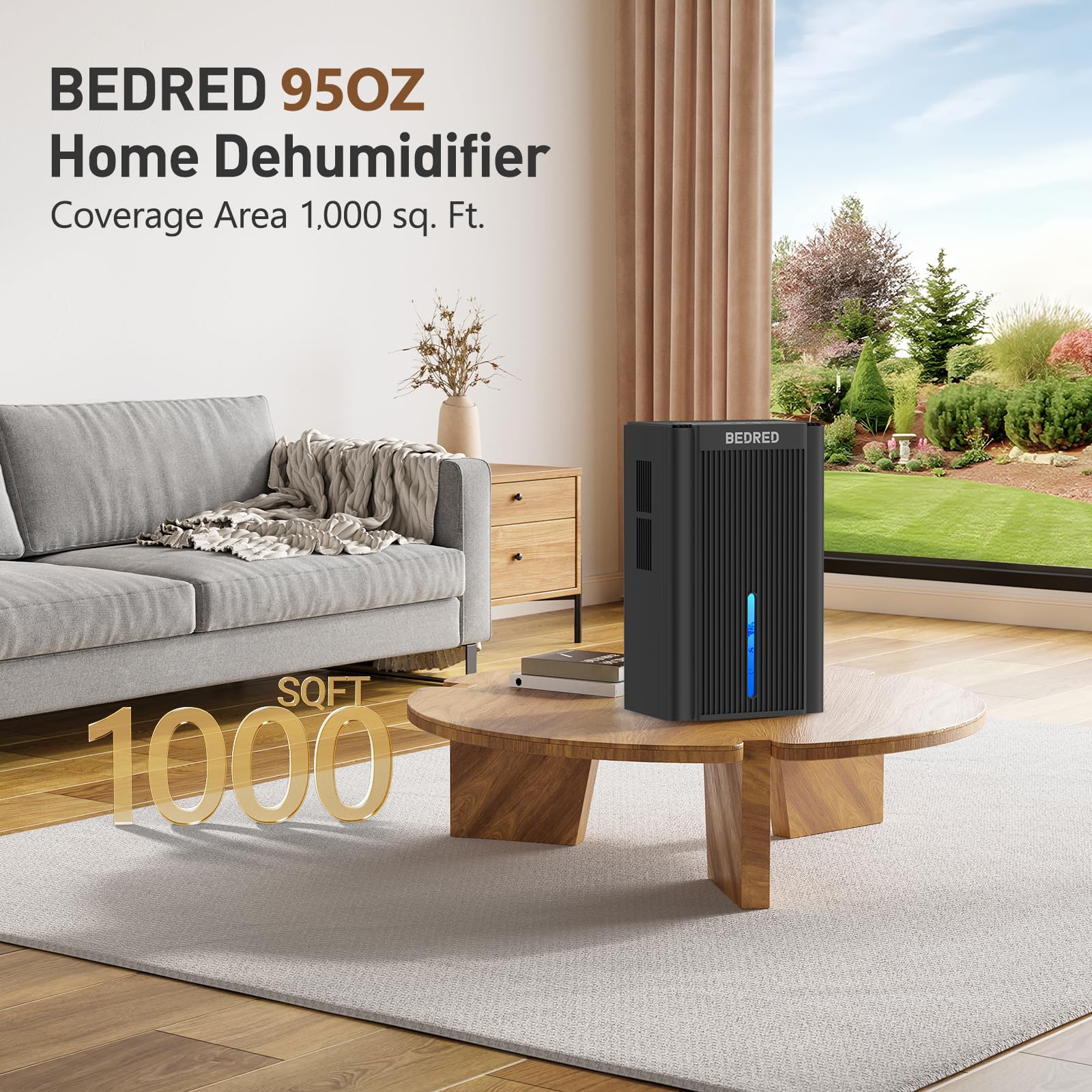 Dehumidifier, 95OZ Dehumidifier for Home 1000 Sq.Ft - Quiet with Auto Shut Off & Relaxing 7 Color Ambient Light,Ideal for Livingroom, Bedroom, Basement detail image 2