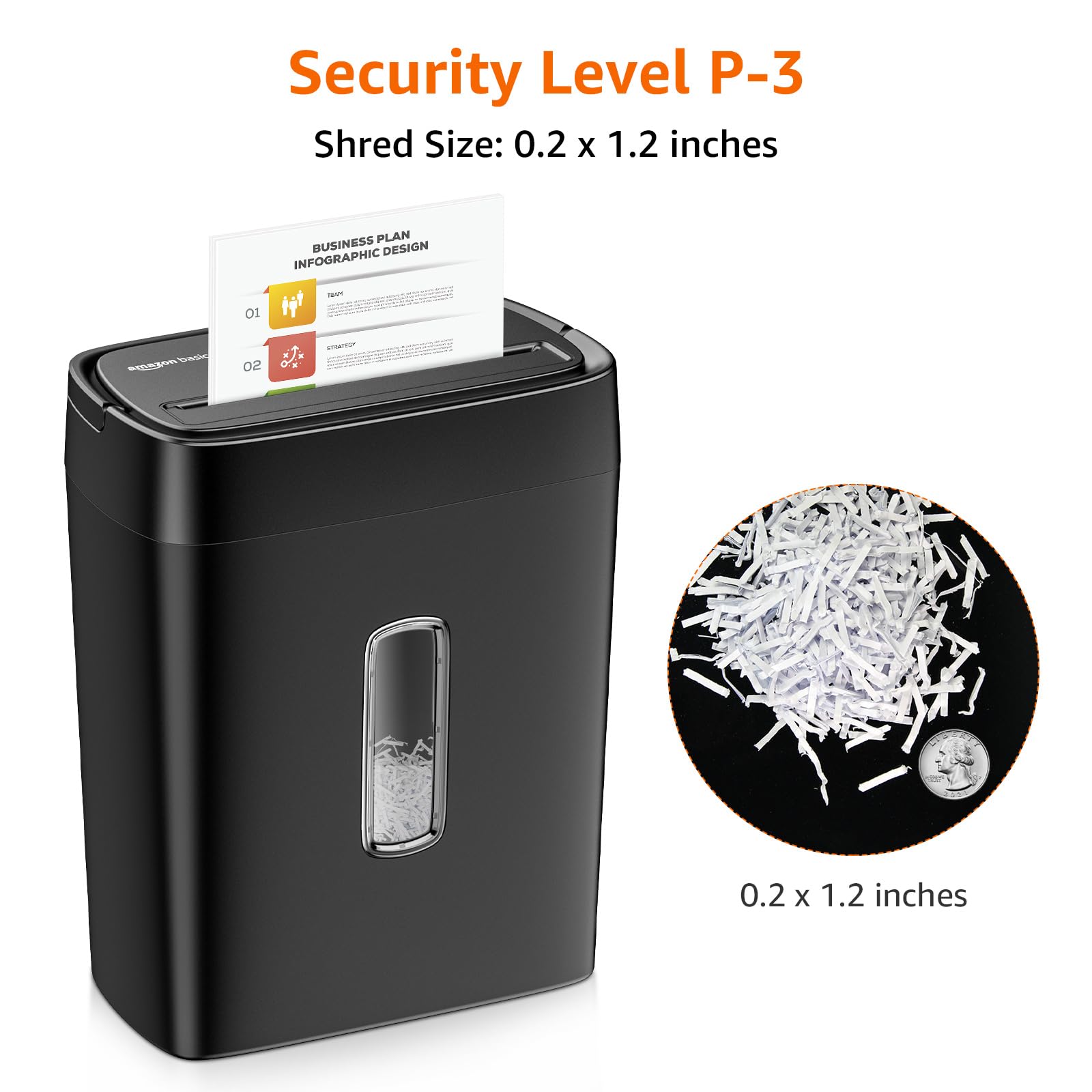 Amazon Basics 12-Sheet Cross-Cut Paper and Credit Card Shredder with Overheat Protection, Black detail image 3
