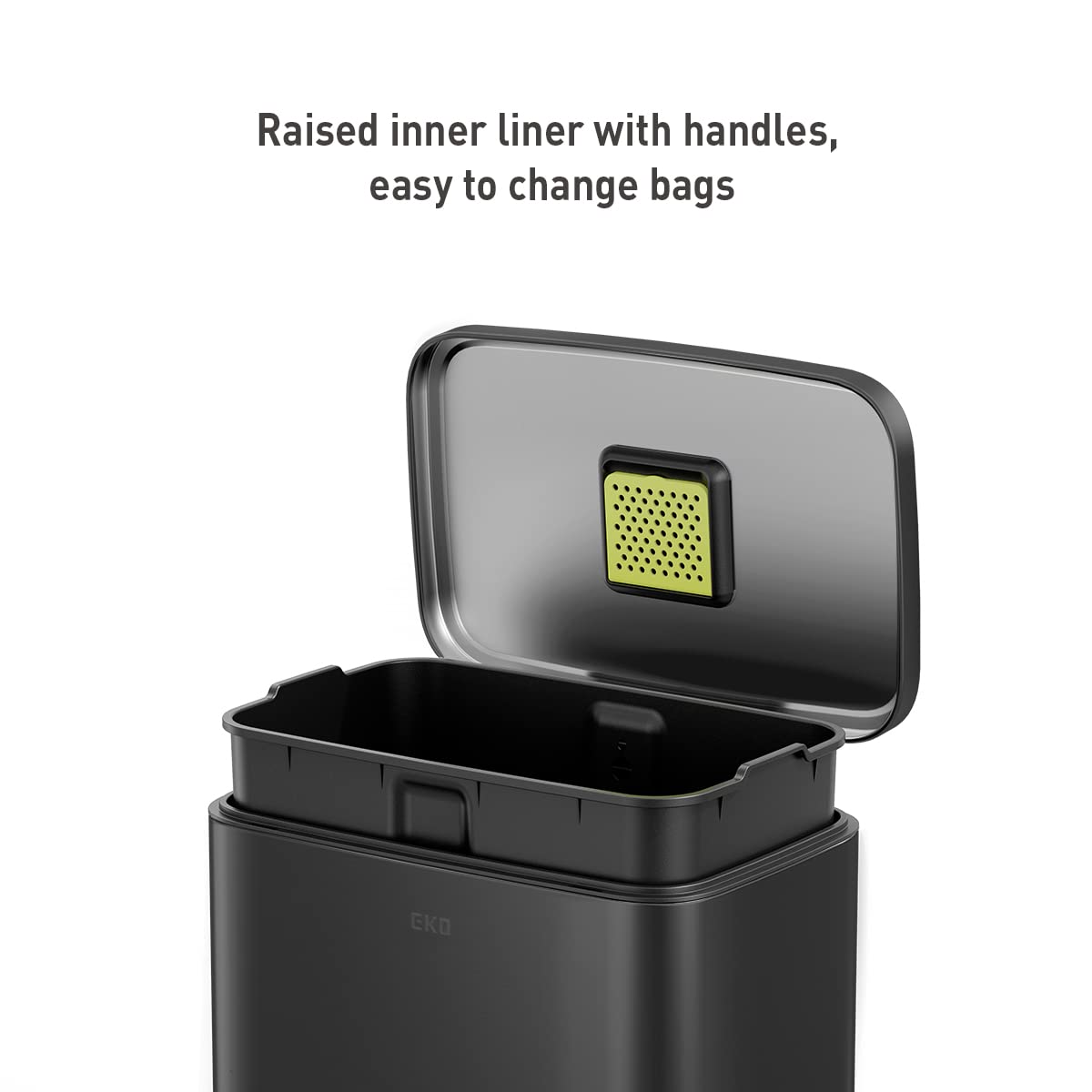 EKO Madison Matte Black Stainless Steel 13.2 Gal/50L Kitchen Step Trash Can or Recycling Bin, Removable Inner Liner, Soft Close Lid, Fingerprint Resistant detail image 2